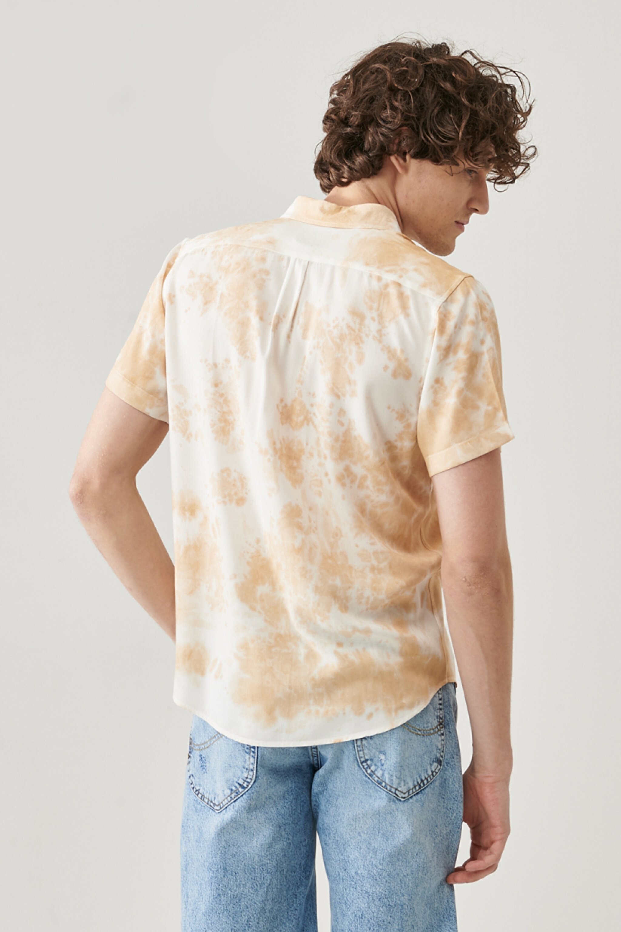 Regular Fit Rahat Kesim %100 Pamuk Kısa Kollu Gömlek - Sunset-L66GPNUG (görsel 5)