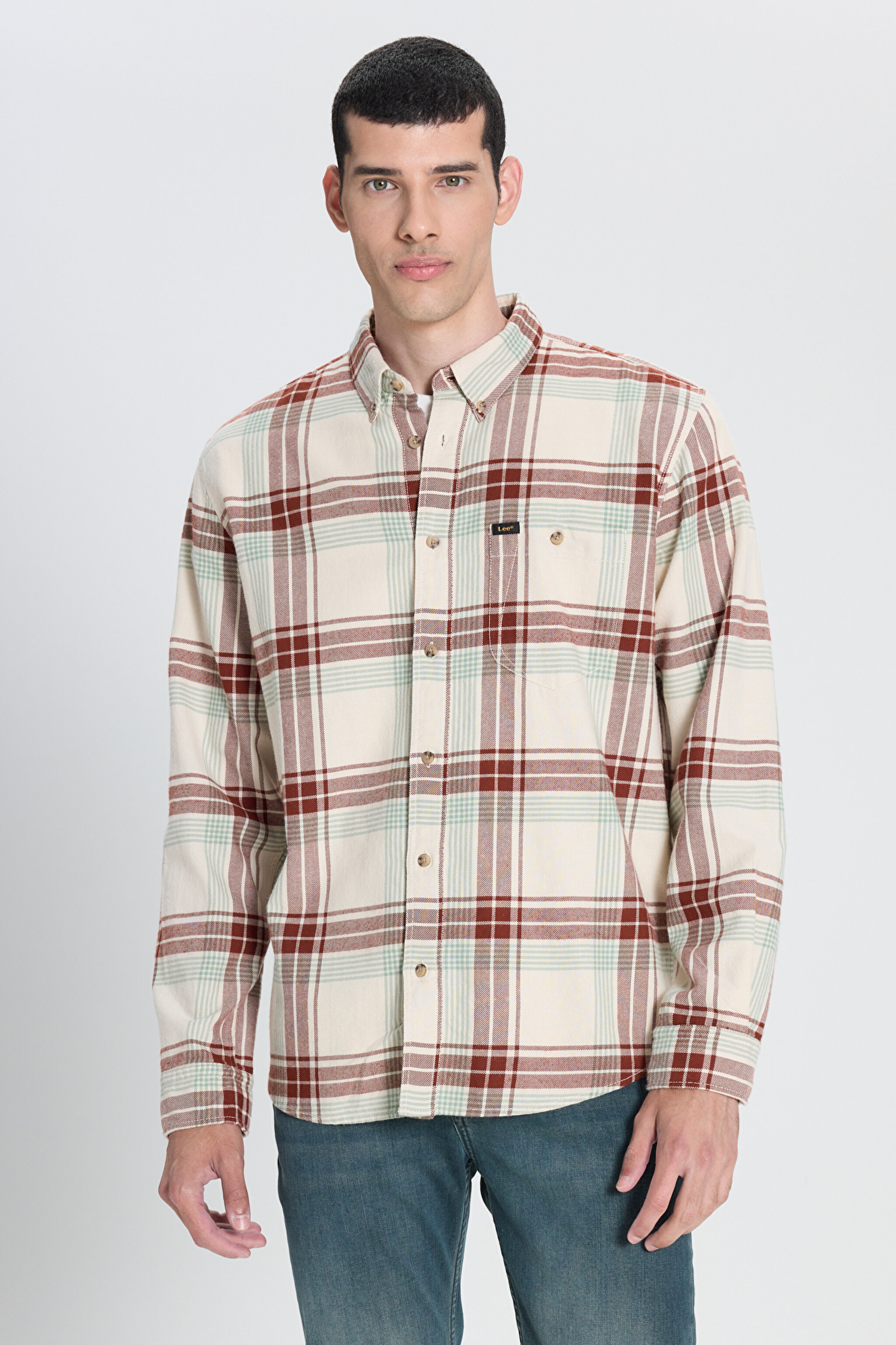 Relaxed Fit Geniş Kesim %100 Pamuk Ekru Gömlek Ceket - Ecru-L66I6720543