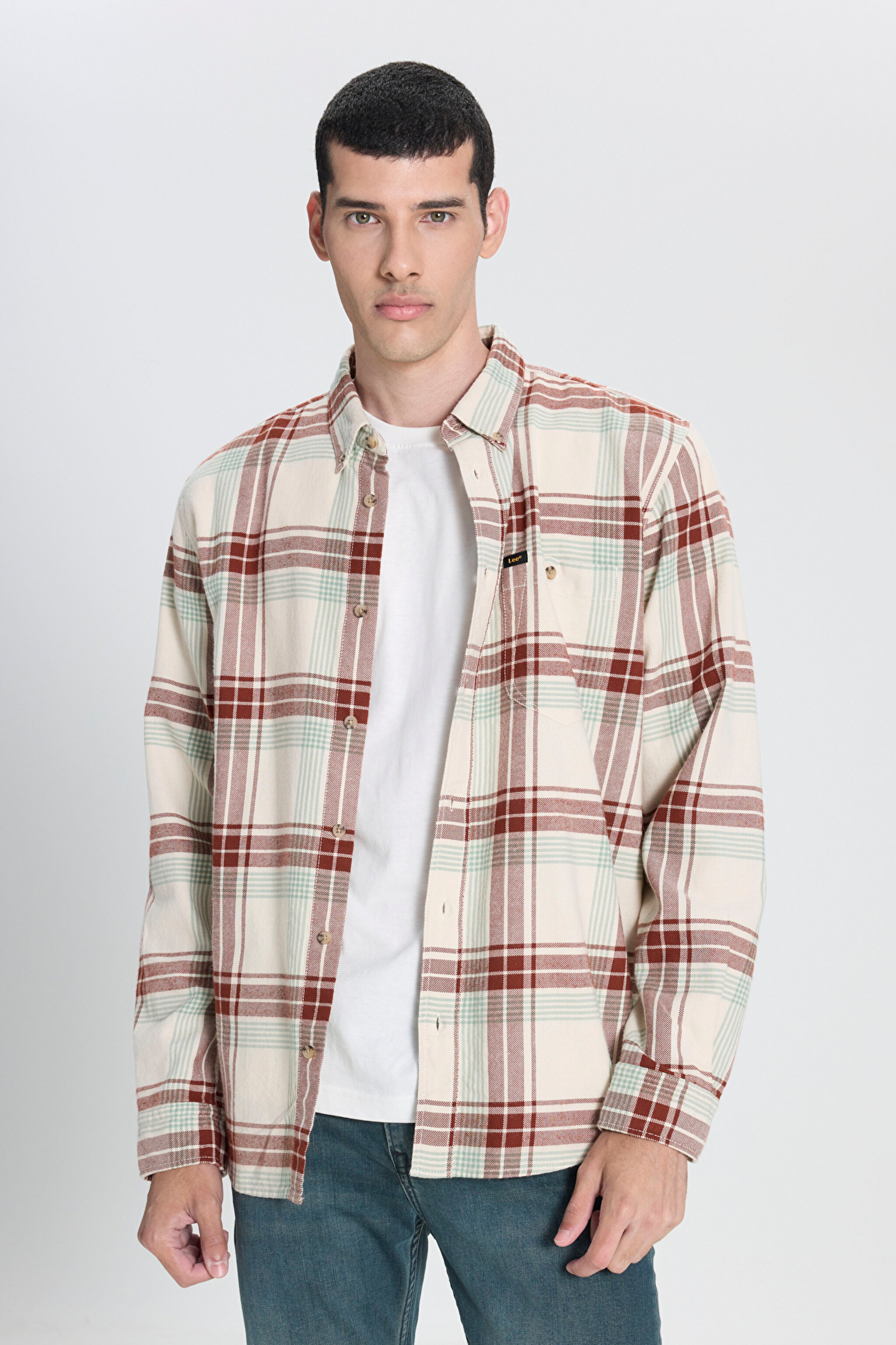 Relaxed Fit Geniş Kesim %100 Pamuk Ekru Gömlek Ceket - Ecru-L66I6720543 (görsel 2)