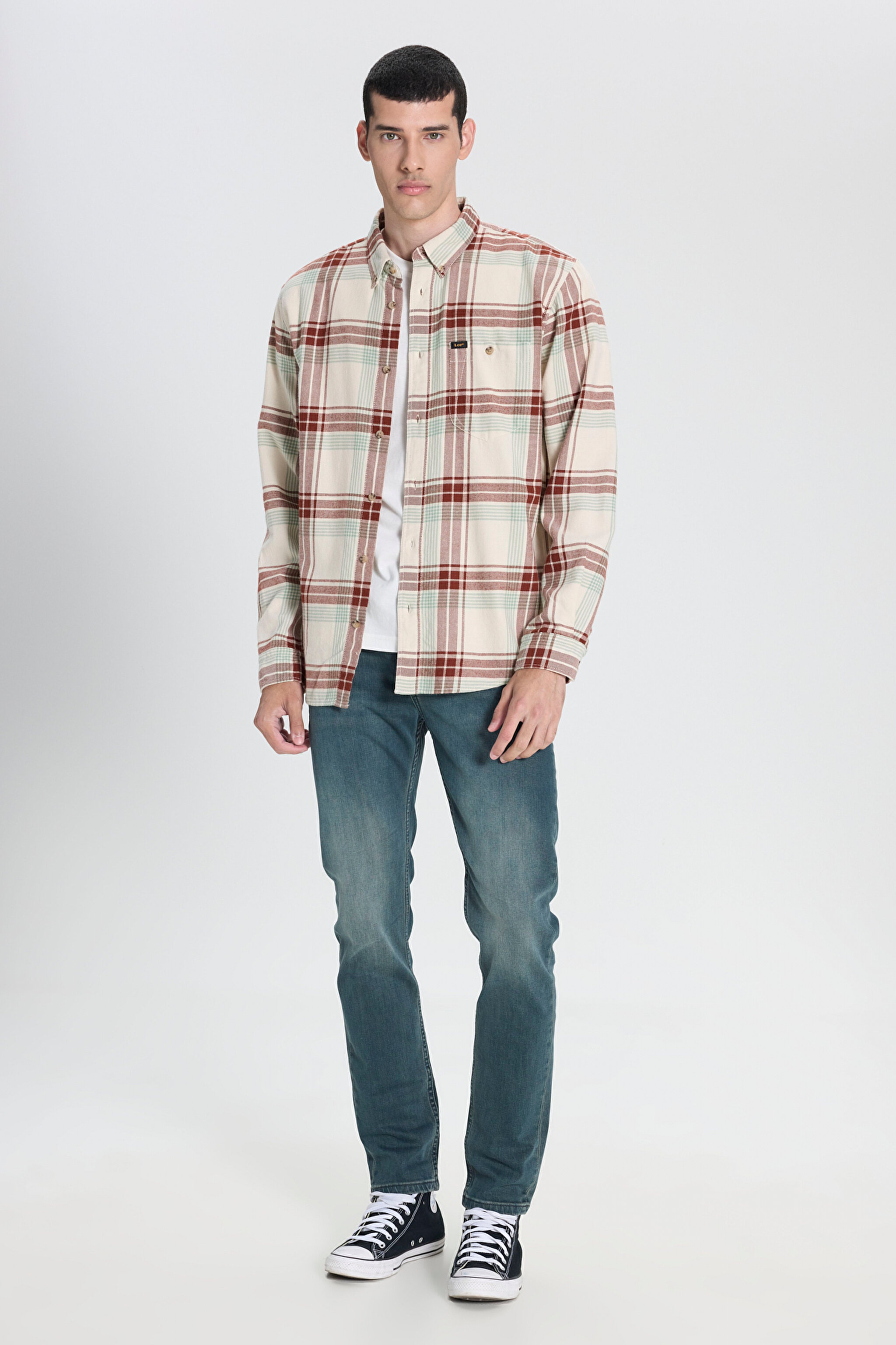 Relaxed Fit Geniş Kesim %100 Pamuk Ekru Gömlek Ceket - Ecru-L66I6720543 (görsel 3)