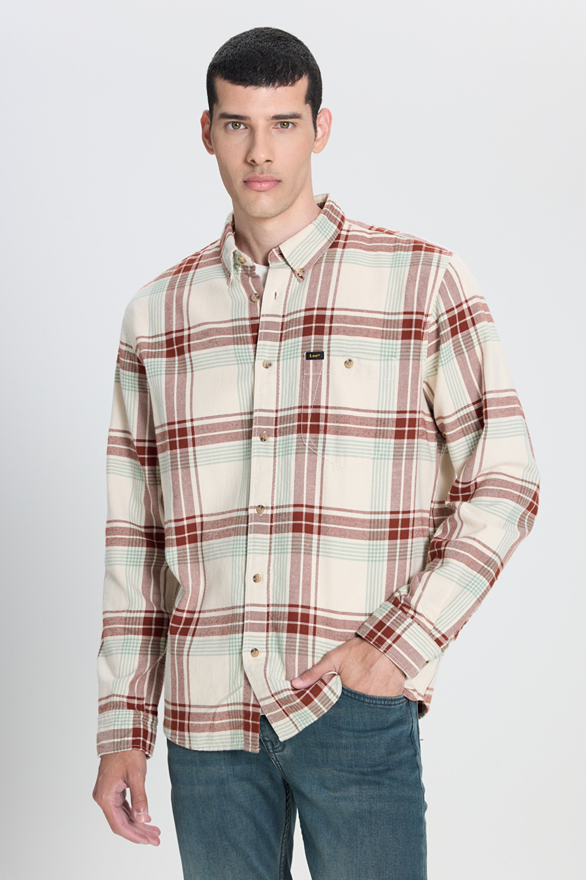 Relaxed Fit Geniş Kesim %100 Pamuk Ekru Gömlek Ceket - Ecru-L66I6720543 (görsel 5)
