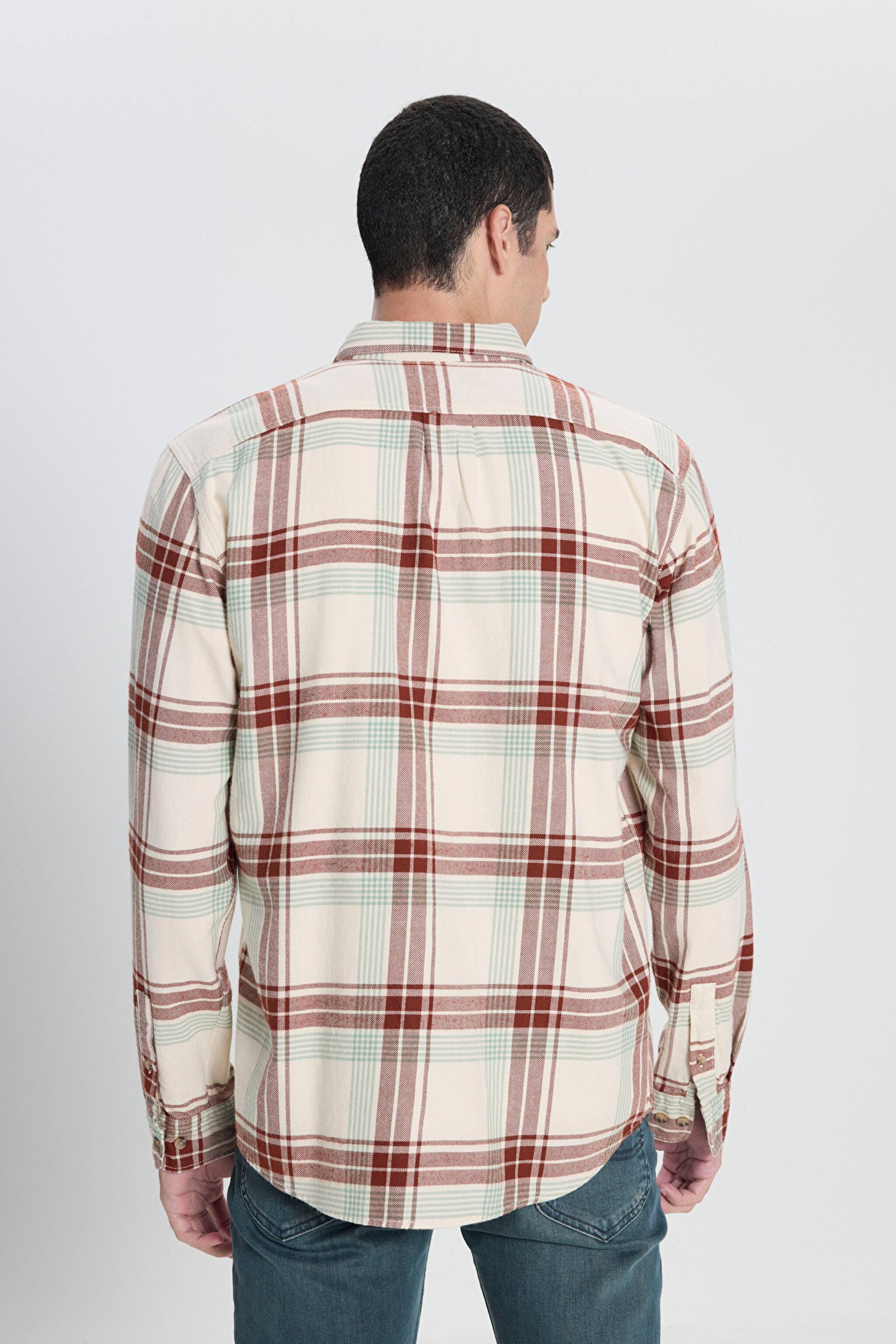 Relaxed Fit Geniş Kesim %100 Pamuk Ekru Gömlek Ceket - Ecru-L66I6720543 (görsel 6)