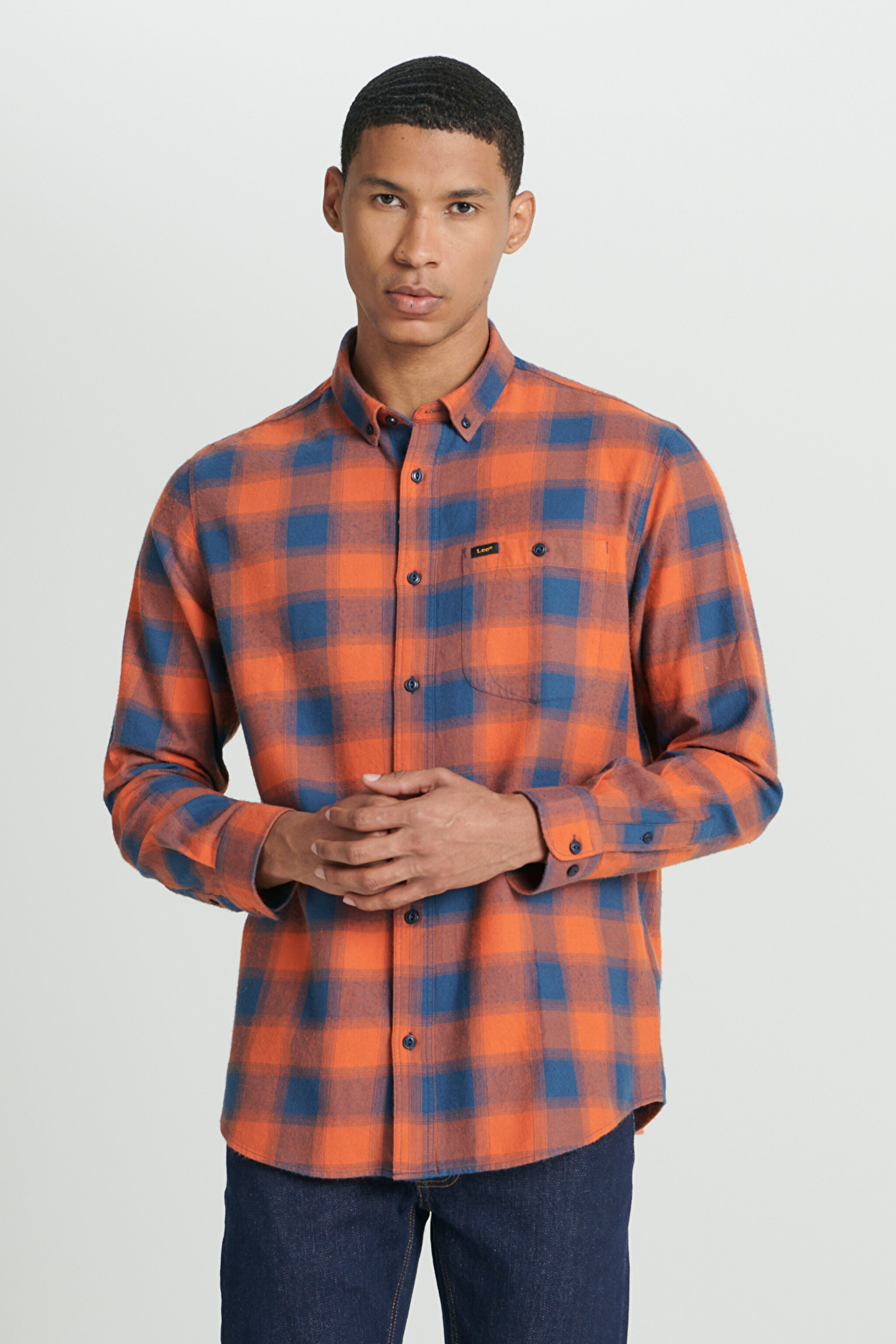 Regular Fit Normal Kesim %100 Pamuk Uzun Kollu Gömlek - Orange-L66IMLBH