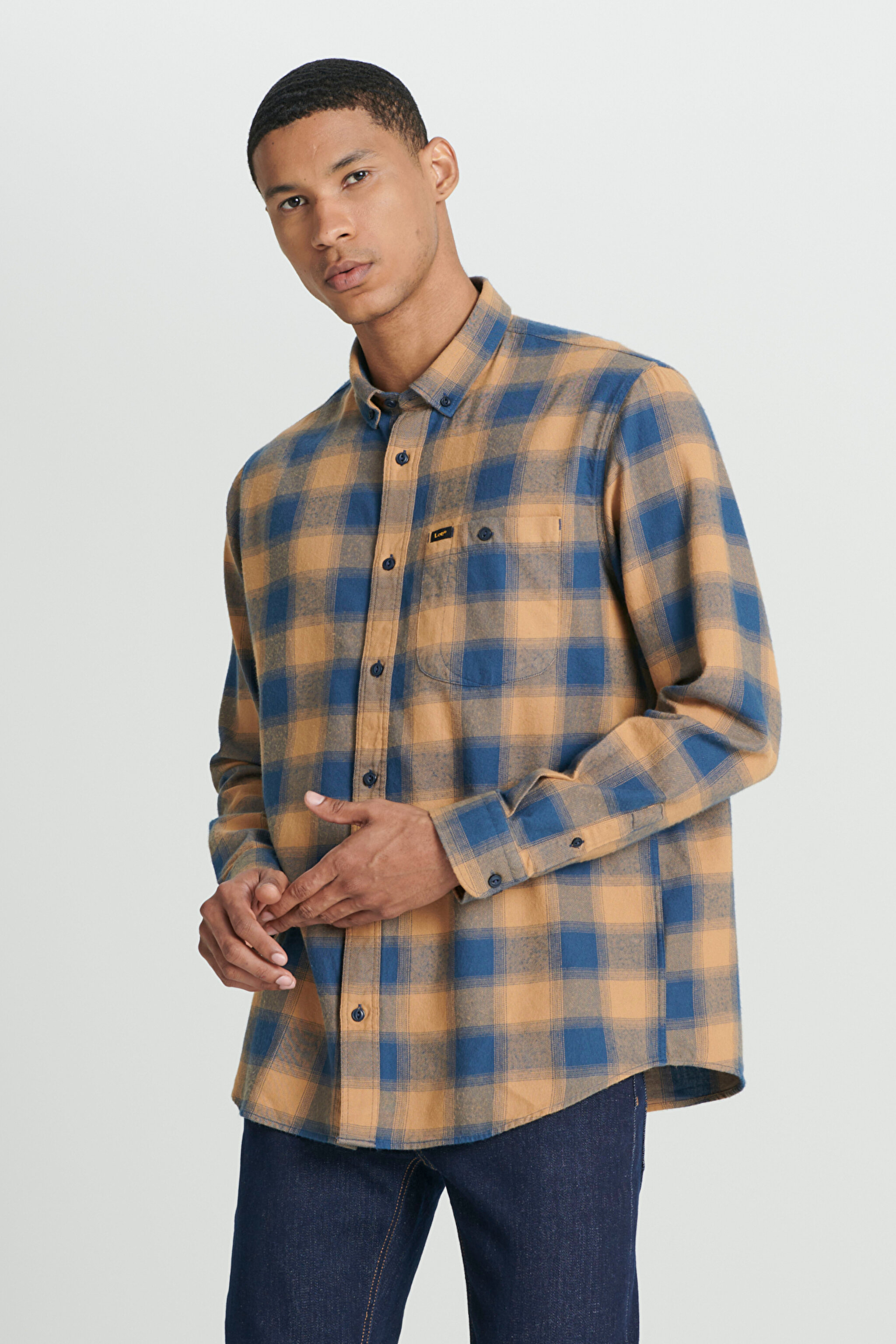 Regular Fit Normal Kesim %100 Pamuk Uzun Kollu Gömlek - Brown-L66IMLSZ (görsel 2)