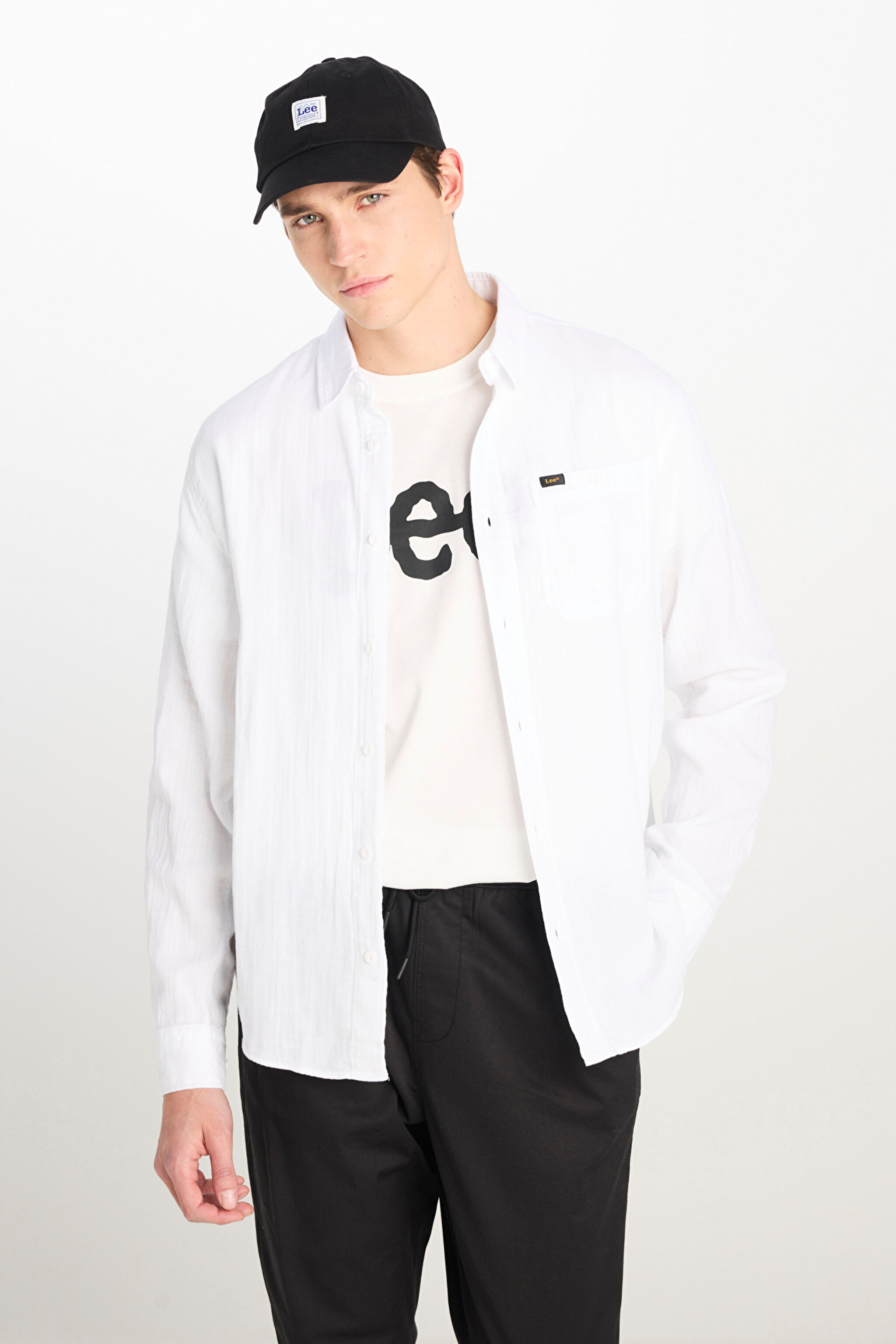 Relaxed Fit Geniş Kesim %100 Pamuk Beyaz Gömlek