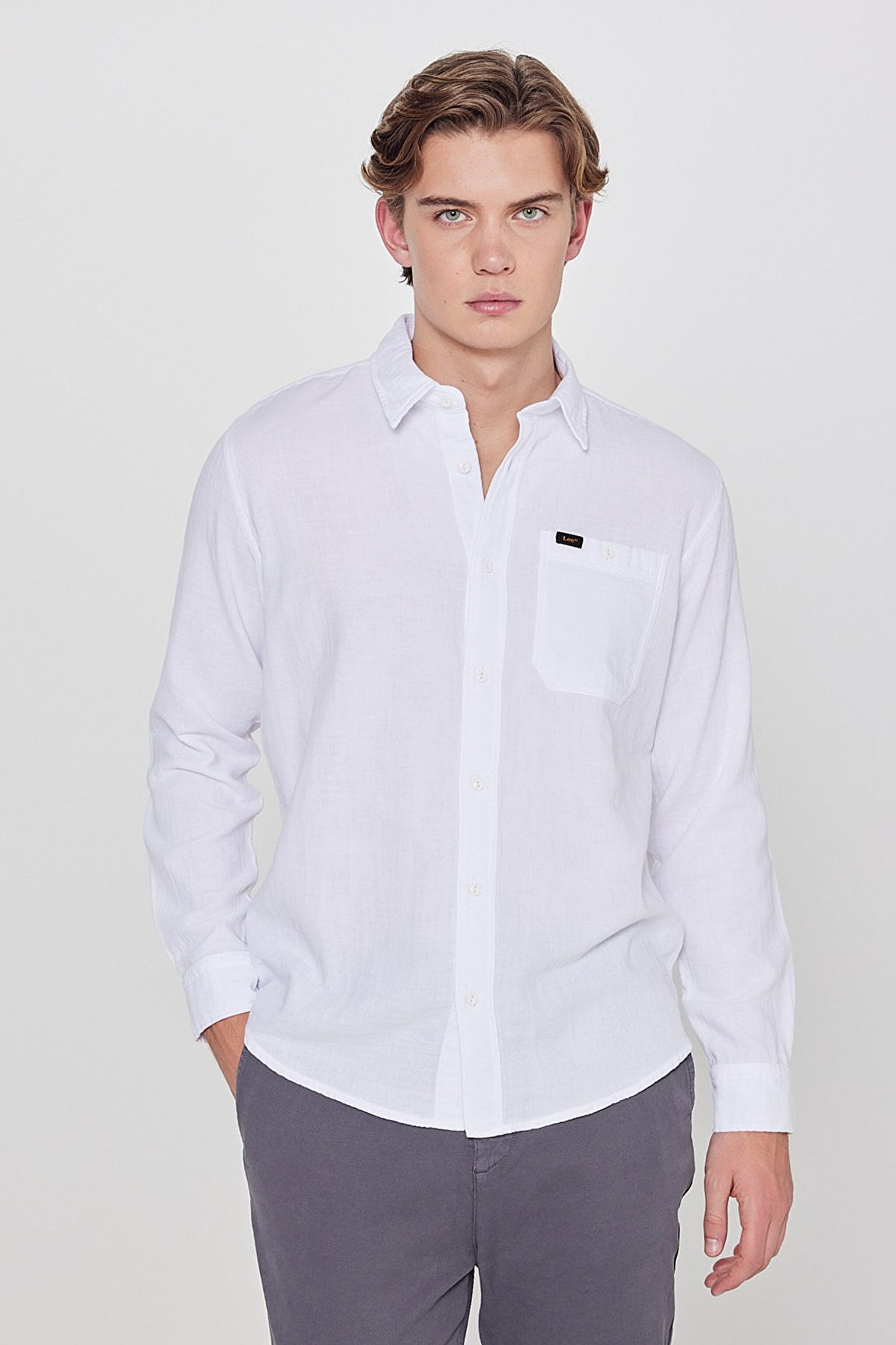 Relaxed Fit Geniş Kesim %100 Pamuk Beyaz Gömlek - White-L66N205295100 (görsel 2)