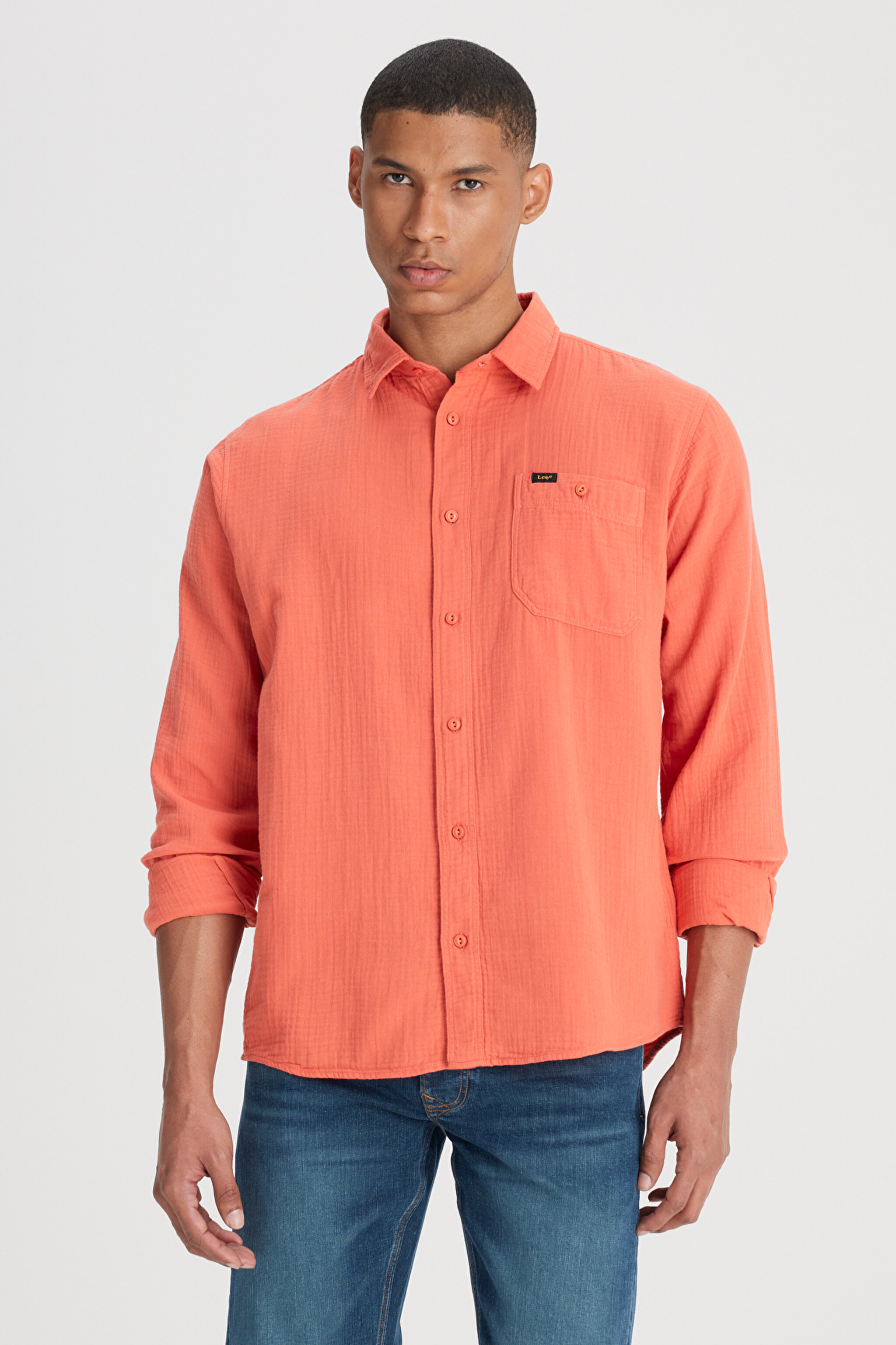 Relaxed Fit Geniş Kesim %100 Pamuk Turuncu Gömlek - Poppy-L66N205295B50 (görsel 2)