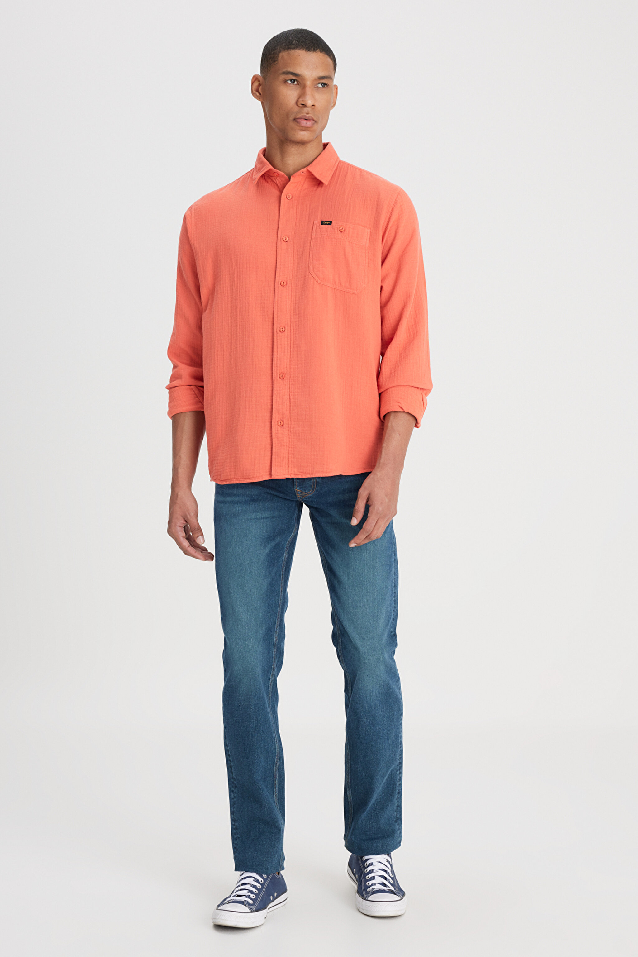 Relaxed Fit Geniş Kesim %100 Pamuk Turuncu Gömlek - Poppy-L66N205295B50 (görsel 3)