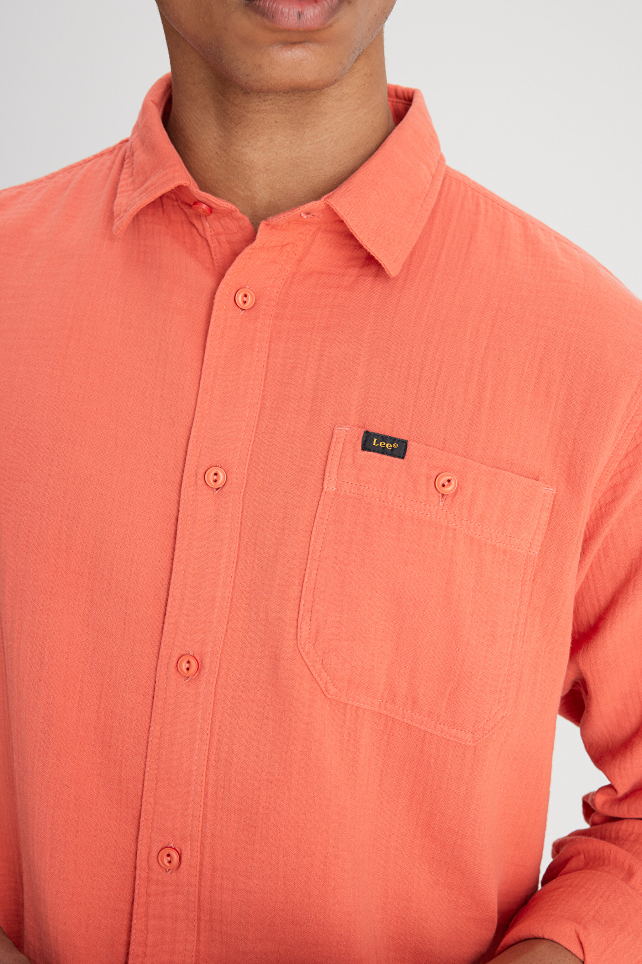Relaxed Fit Geniş Kesim %100 Pamuk Turuncu Gömlek - Poppy-L66N205295B50 (görsel 5)