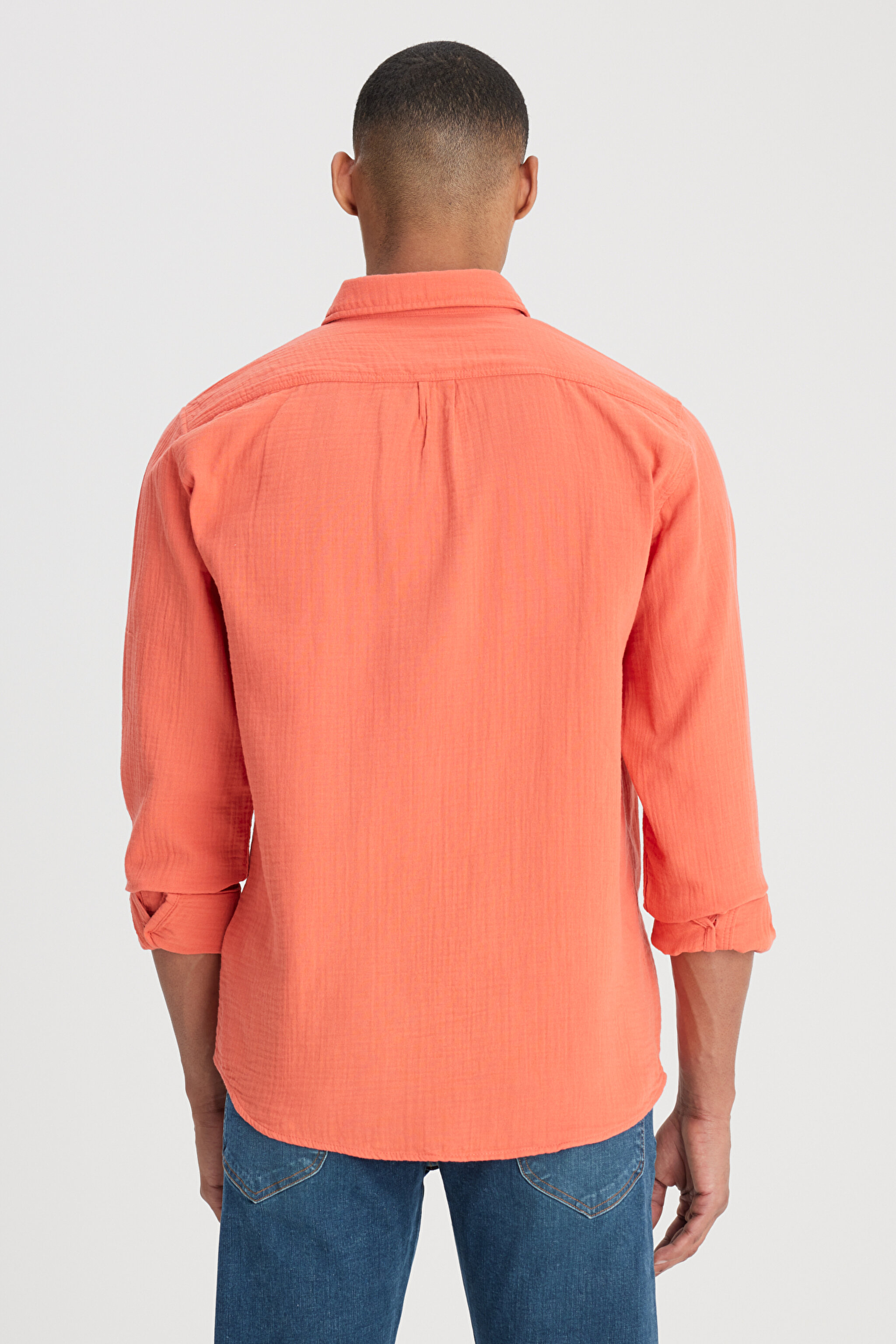 Relaxed Fit Geniş Kesim %100 Pamuk Turuncu Gömlek - Poppy-L66N205295B50 (görsel 6)