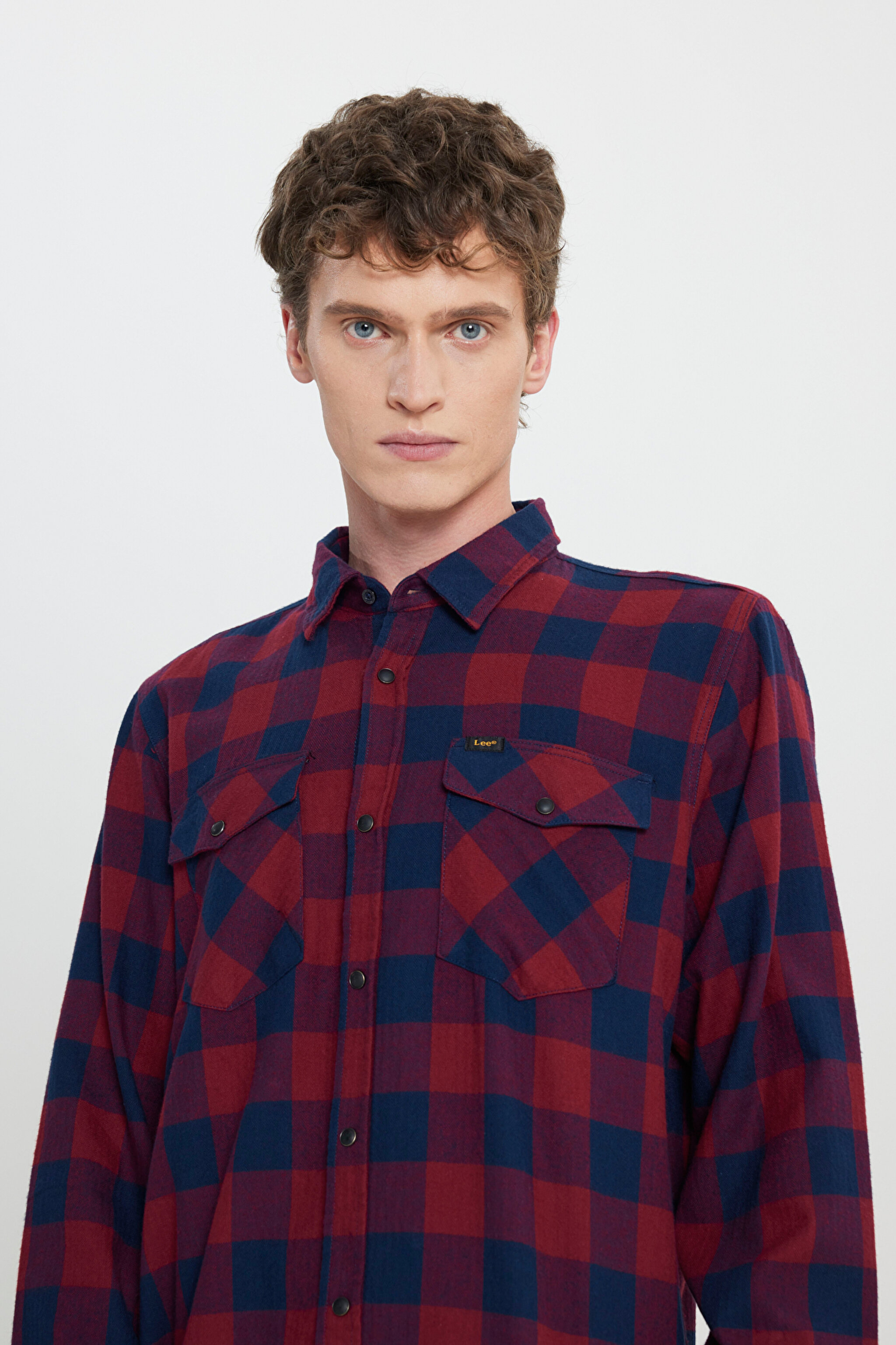 Regular Fit Normal Kesim %100 Pamuk Kırmızı Lacivert Uzun Kollu Gömlek - Port-L66RRRA84 (görsel 4)