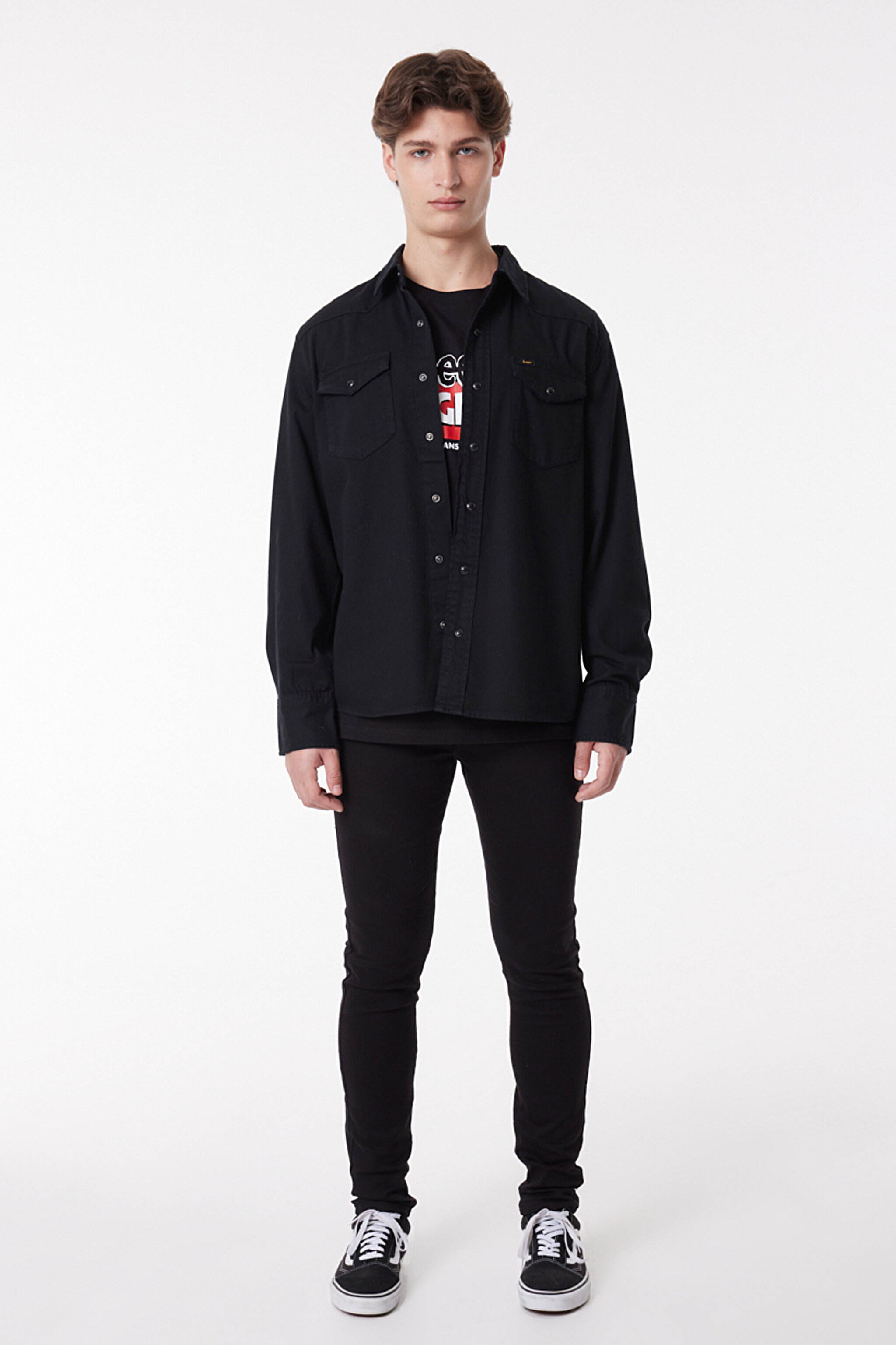 Regular Fit Normal Kesim %100 Pamuk Denim Gömlek - Black-L66WPA01