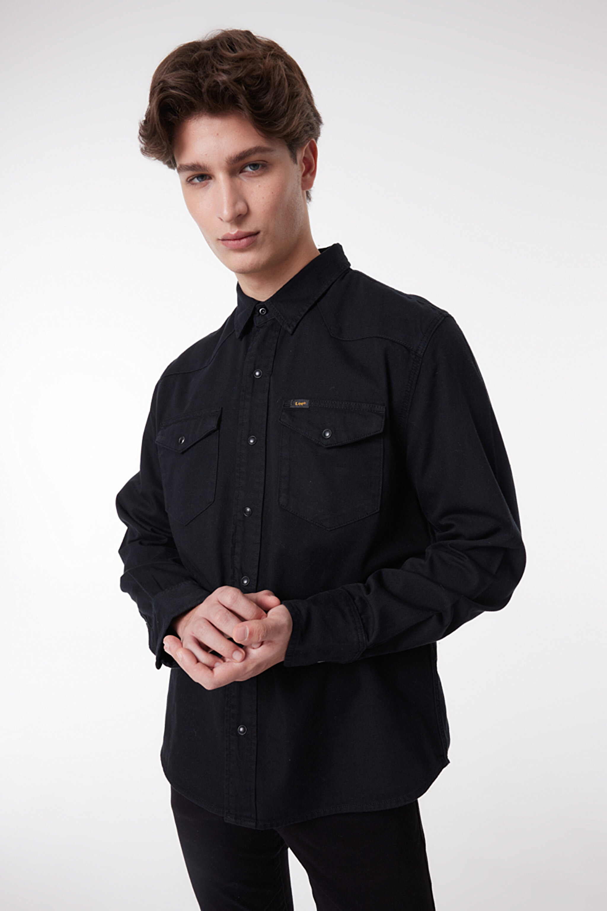 Regular Fit Normal Kesim %100 Pamuk Denim Gömlek - Black-L66WPA01 (görsel 3)