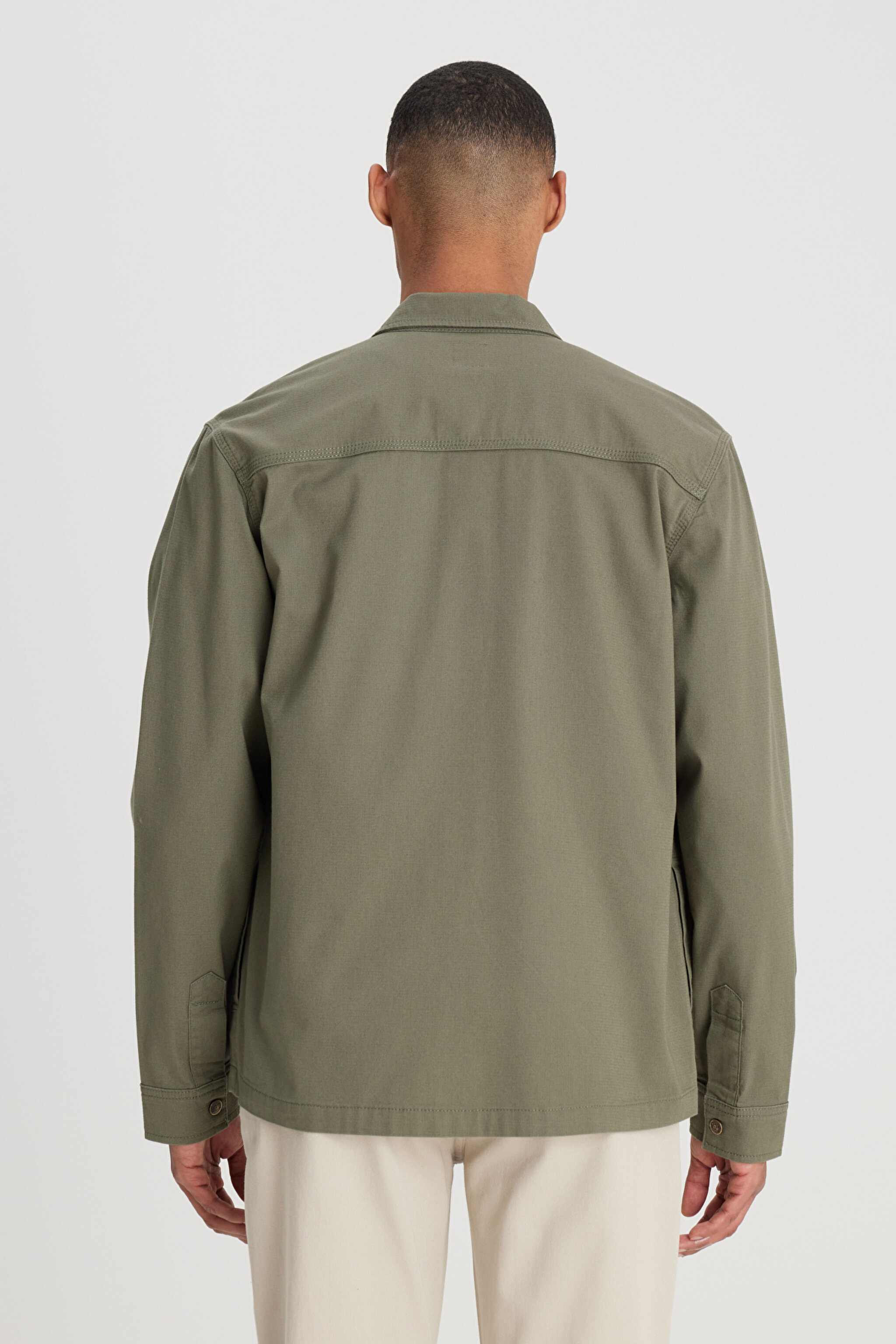 Relaxed Fit Geniş Kesim Zeytin Yeşili Gömlek - Olive Grove-L67R205035A61 (görsel 7)