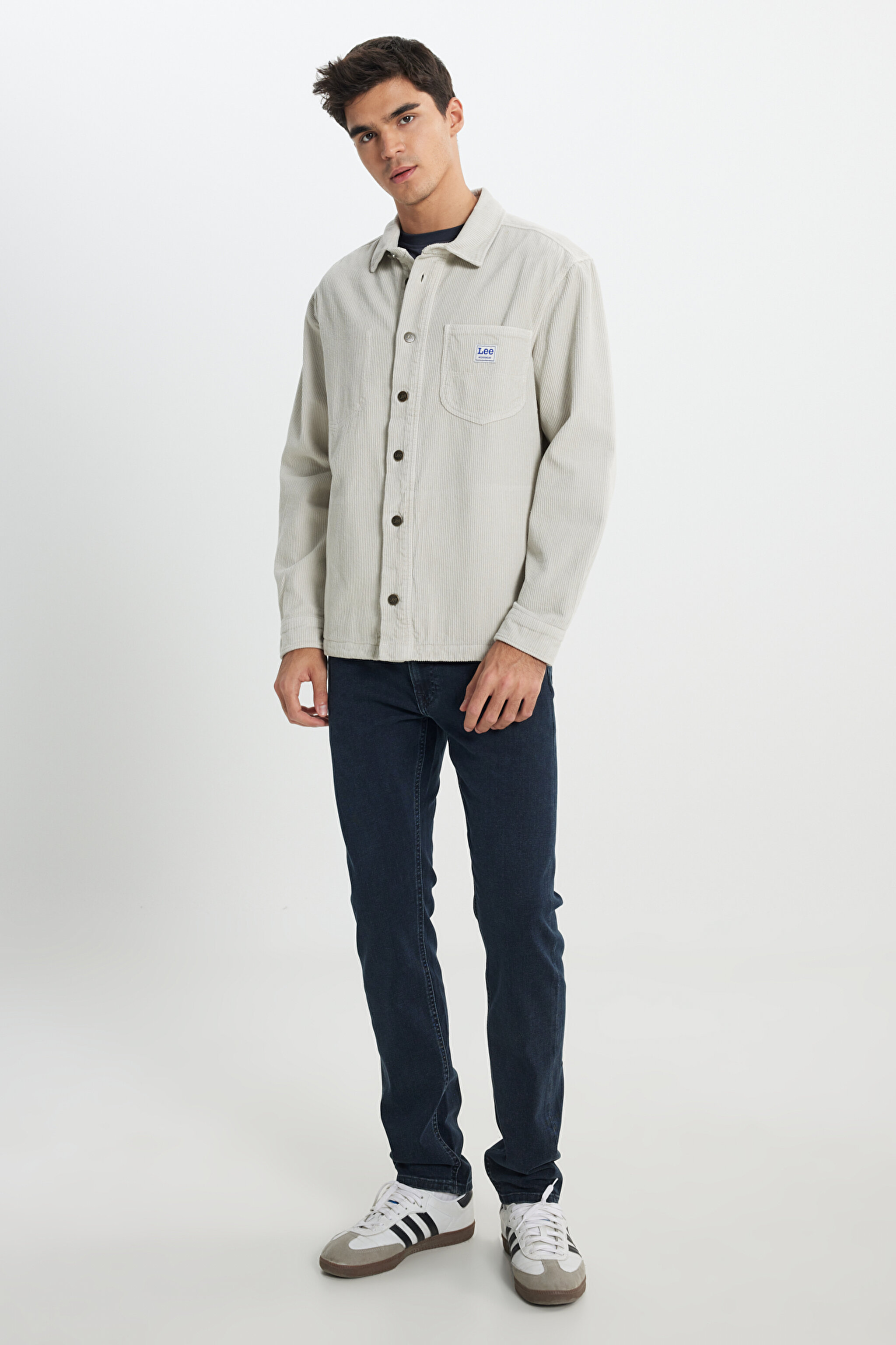 Loose Fit Rahat Kesim %100 Pamuk Bej Kadife Gömlek Ceket - Starburst-L67R4033524 (görsel 5)