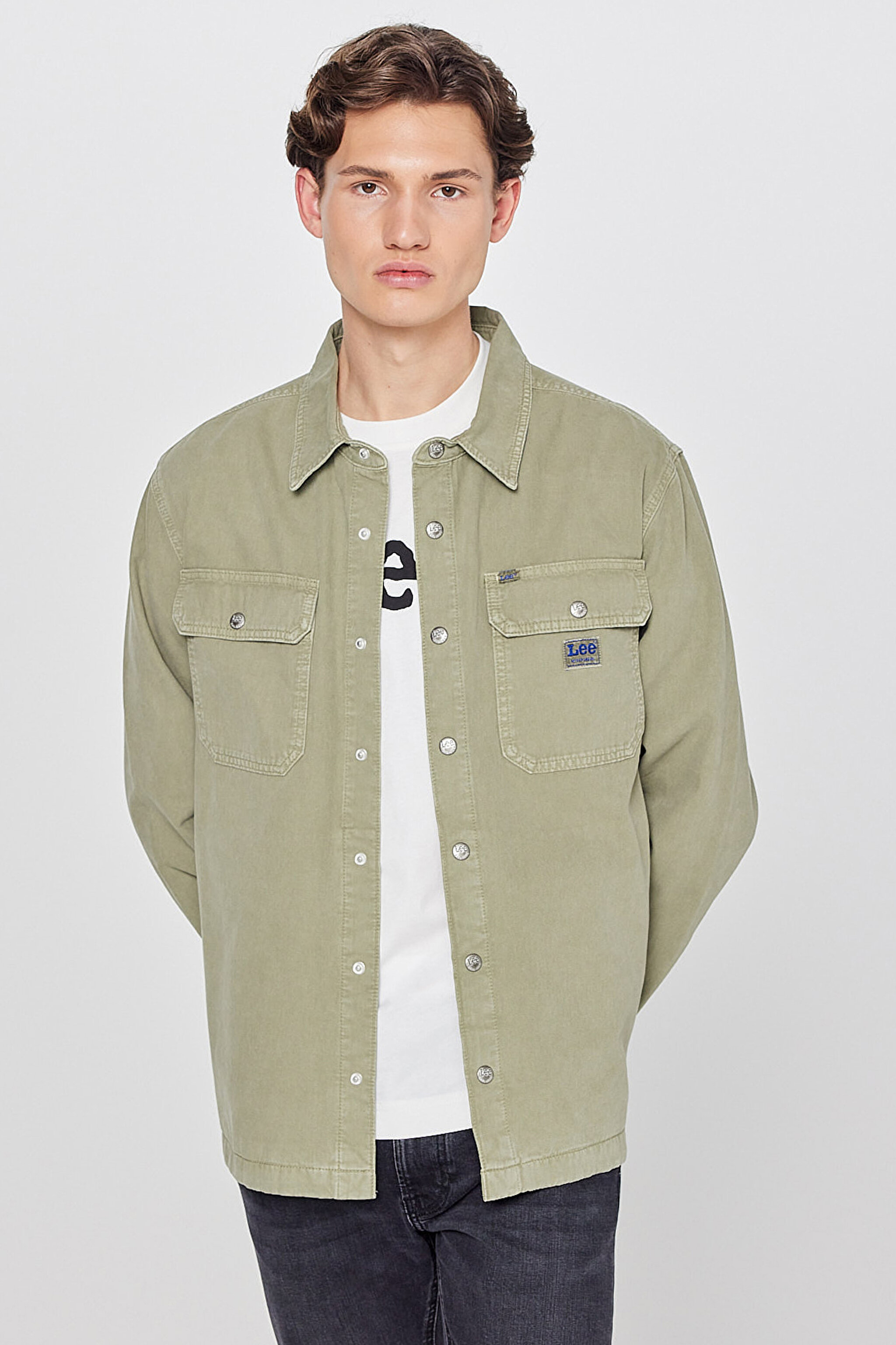 %100 Pamuk Relaxed Fit Geniş Kesim Yeşil Gömlek Ceket