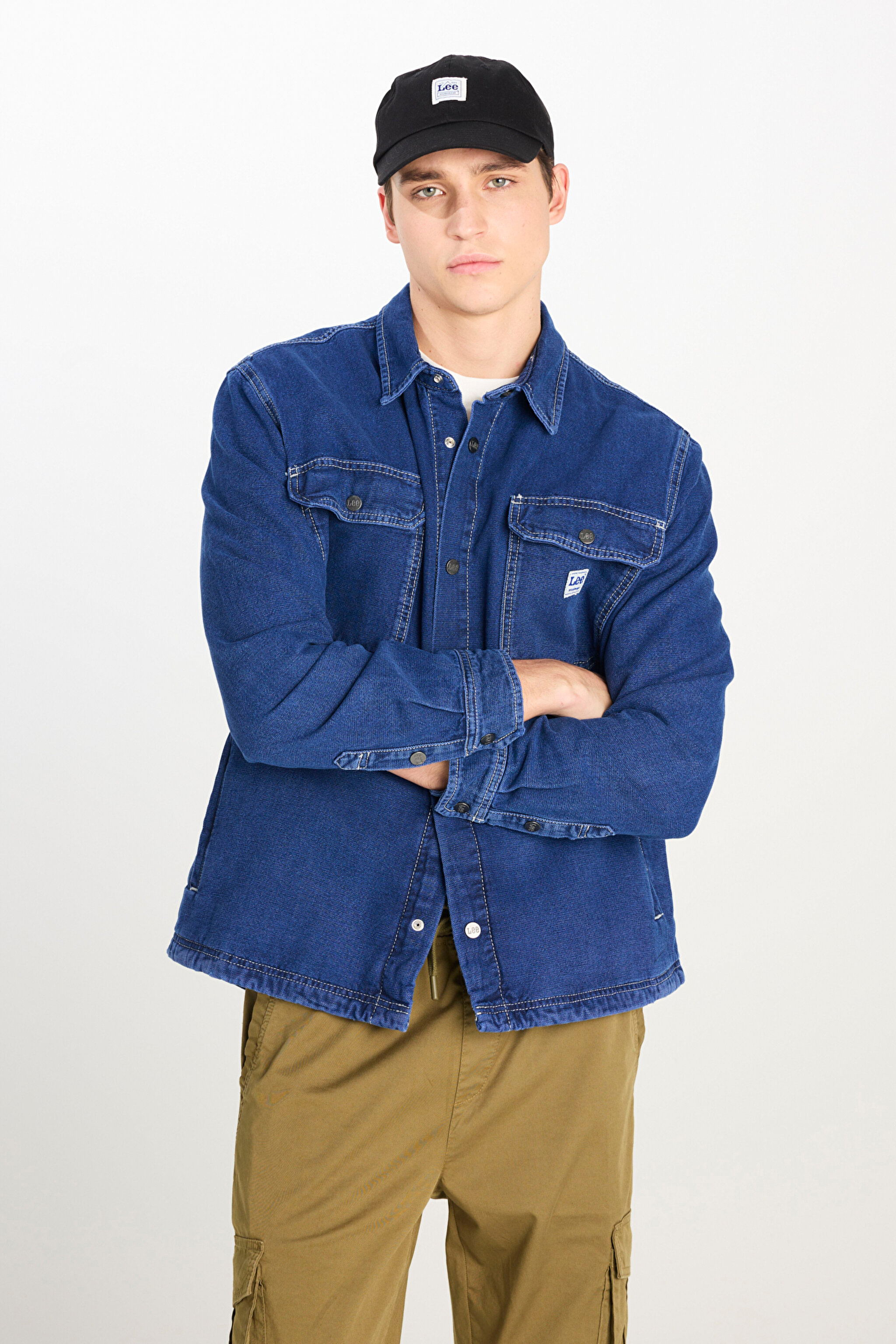 Relaxed Fit Geniş Kesim Mavi Gömlek - Medium Worn Wash-L68D5556591