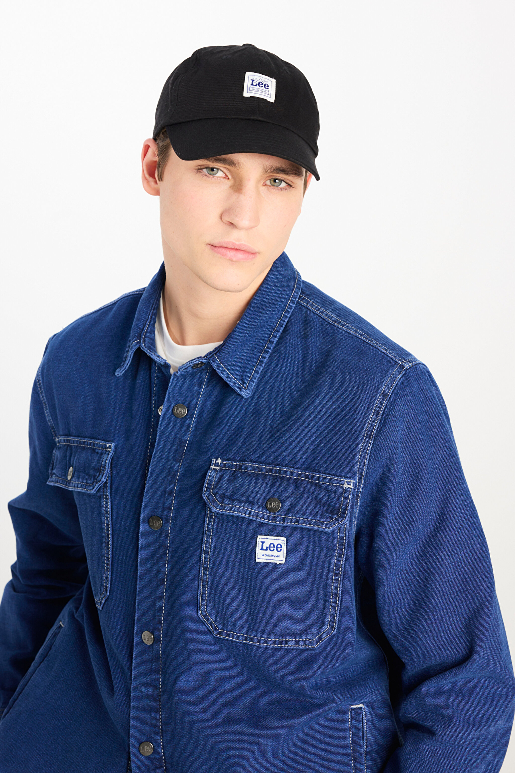 Relaxed Fit Geniş Kesim Mavi Gömlek - Medium Worn Wash-L68D5556591 (görsel 5)