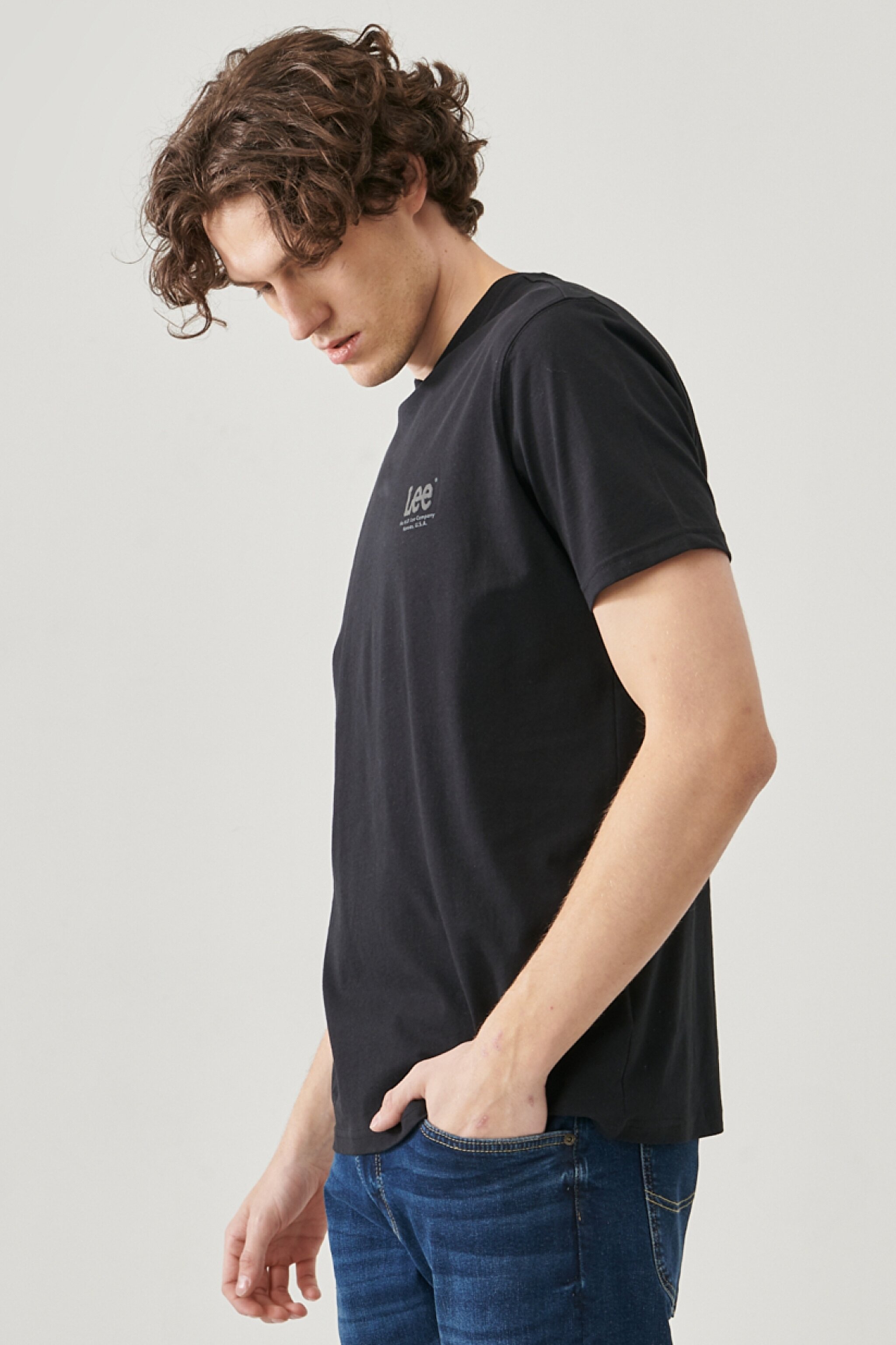 Regular Fit Normal Kesim Bisiklet Yaka Siyah Tişört - Black-L68SFE01 (görsel 5)