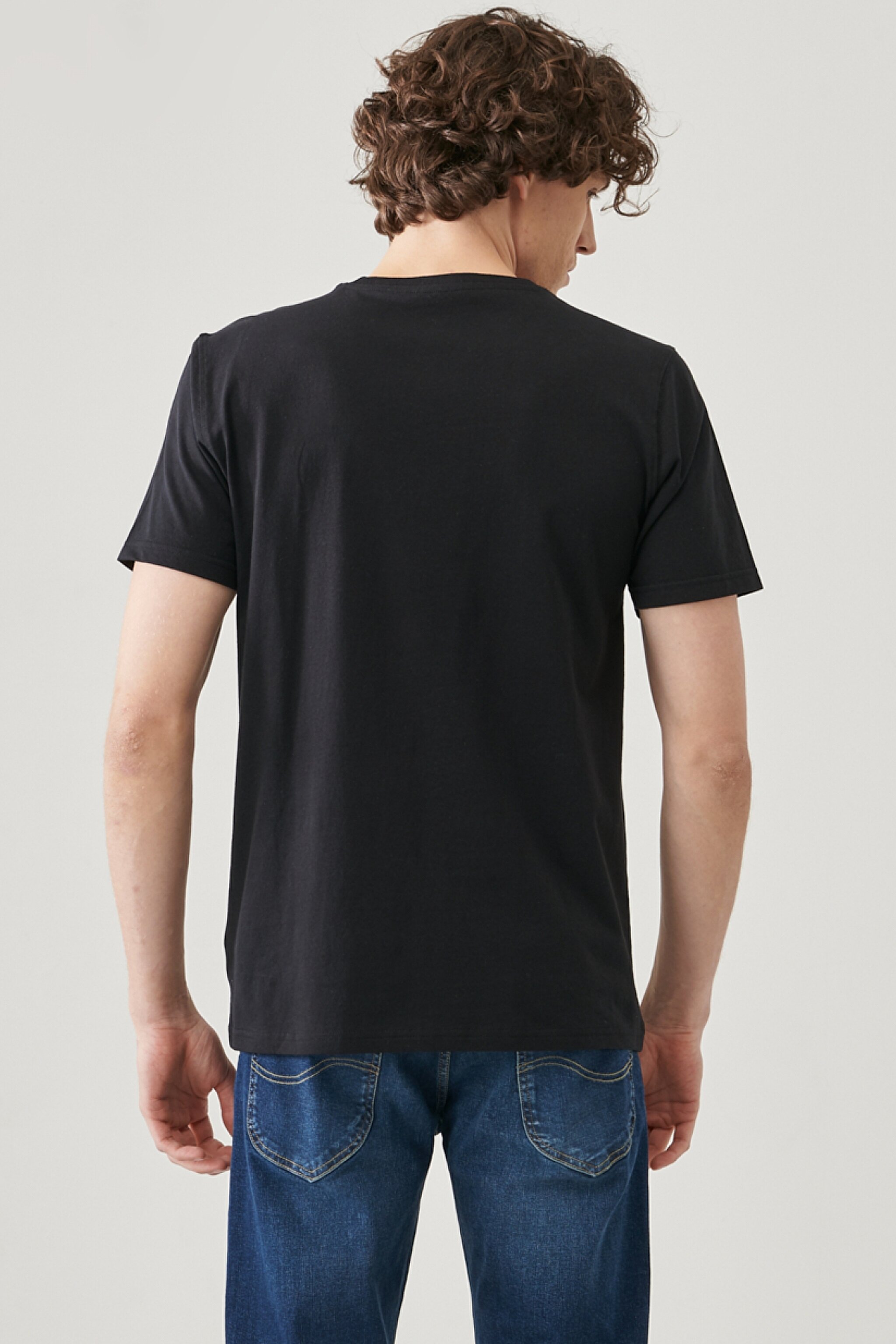 Regular Fit Normal Kesim Bisiklet Yaka Siyah Tişört - Black-L68SFE01 (görsel 6)
