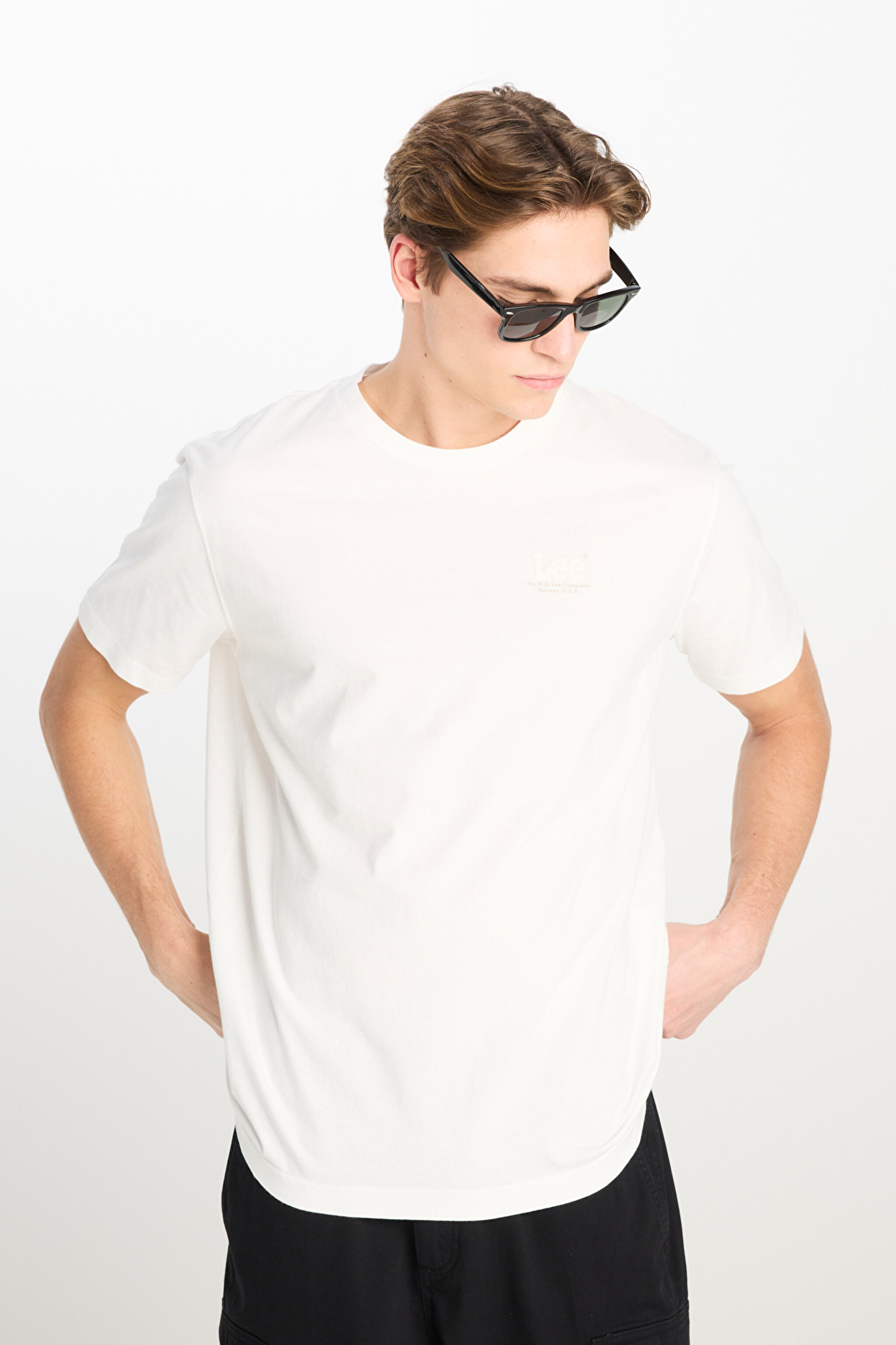 Regular Fit Rahat Kesim %100 Pamuk Bisiklet Yaka Tişört - Bright White-L68SFELJ (görsel 2)