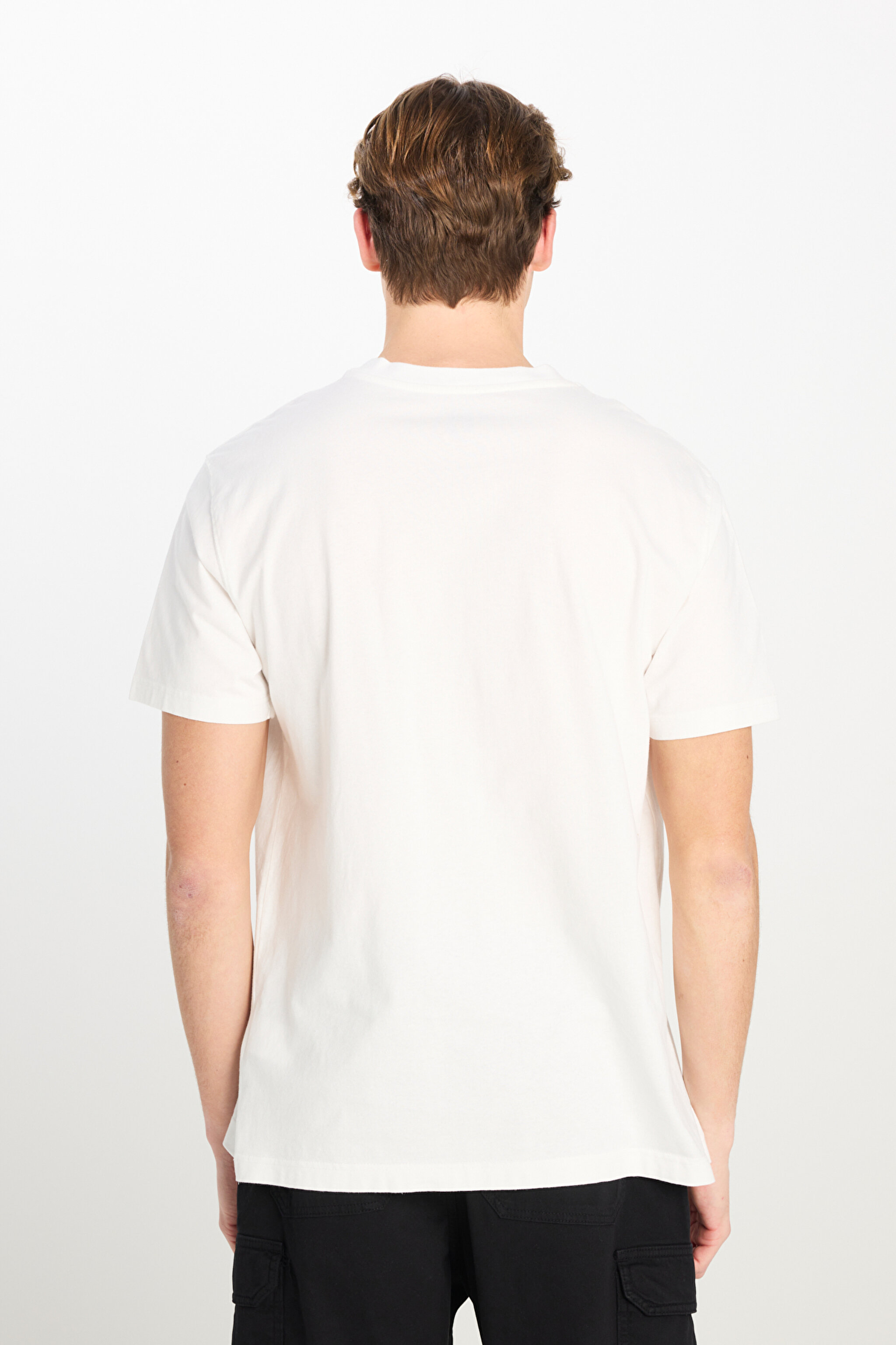 Regular Fit Rahat Kesim %100 Pamuk Bisiklet Yaka Tişört - Bright White-L68SFELJ (görsel 5)
