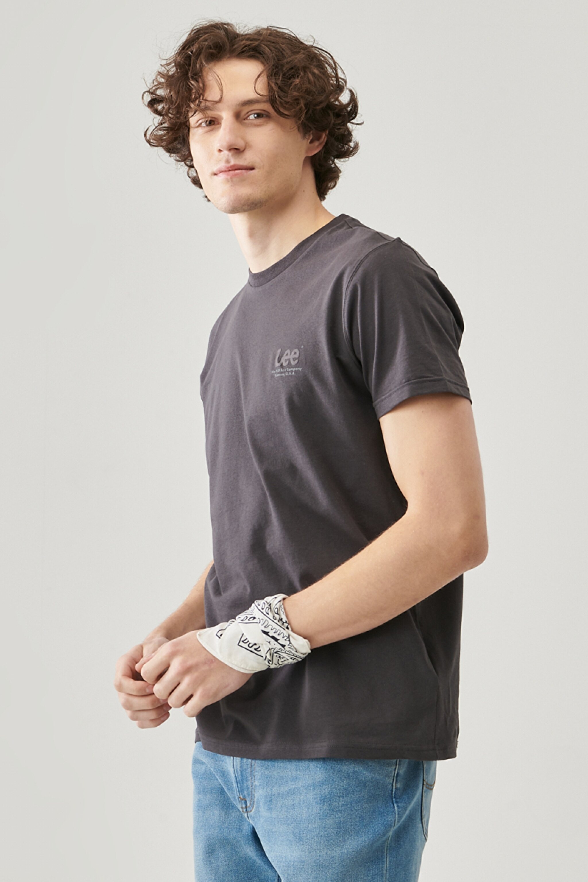Regular Fit Normal Kesim Bisiklet Yaka Antrasit Tişört - Washed Black-L68SFEON (görsel 4)