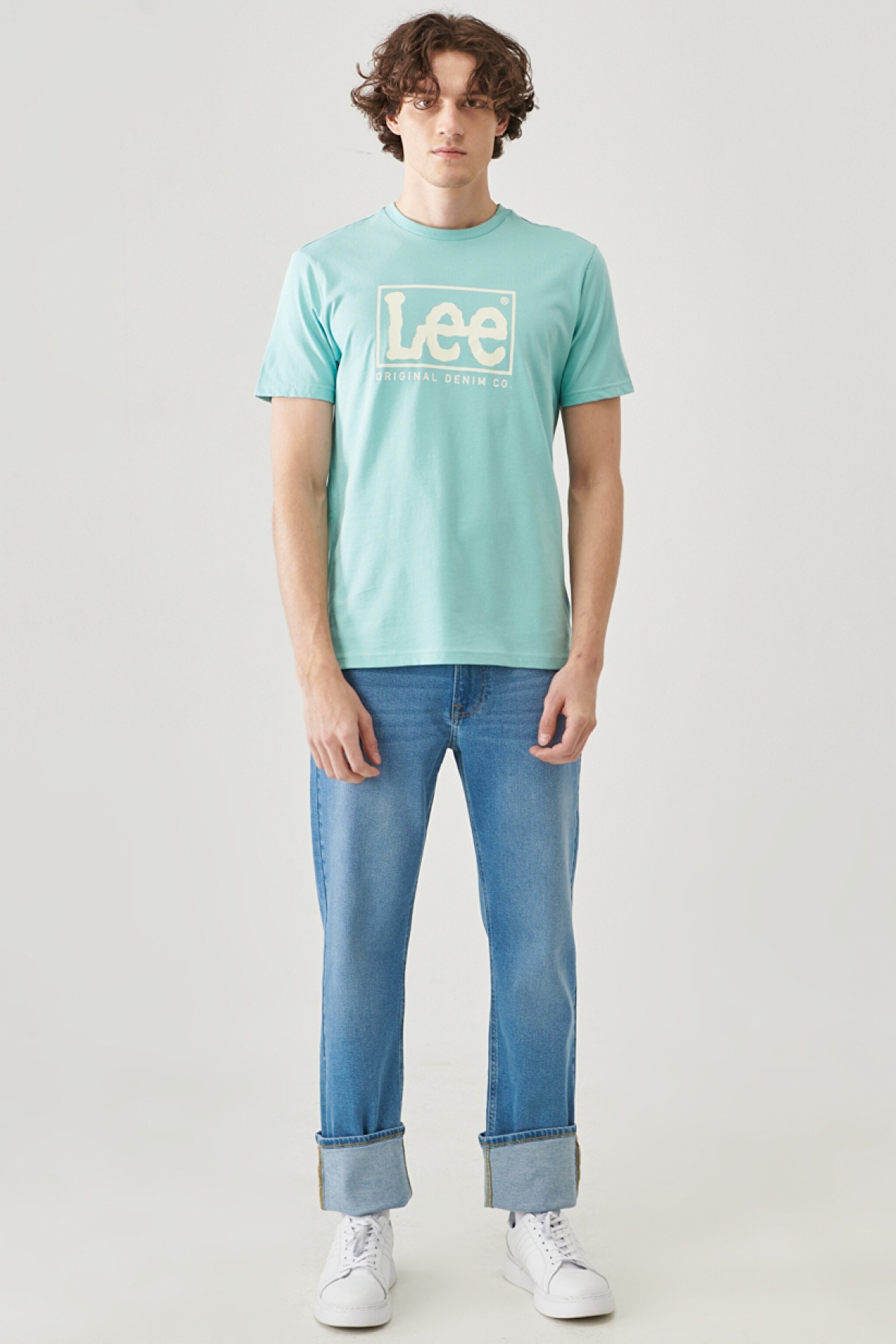 Regular Fit Rahat Kesim %100 Pamuk Wobbly Logo Crew Neck Tişört - Mint Blue-L68TYSUD (görsel 2)