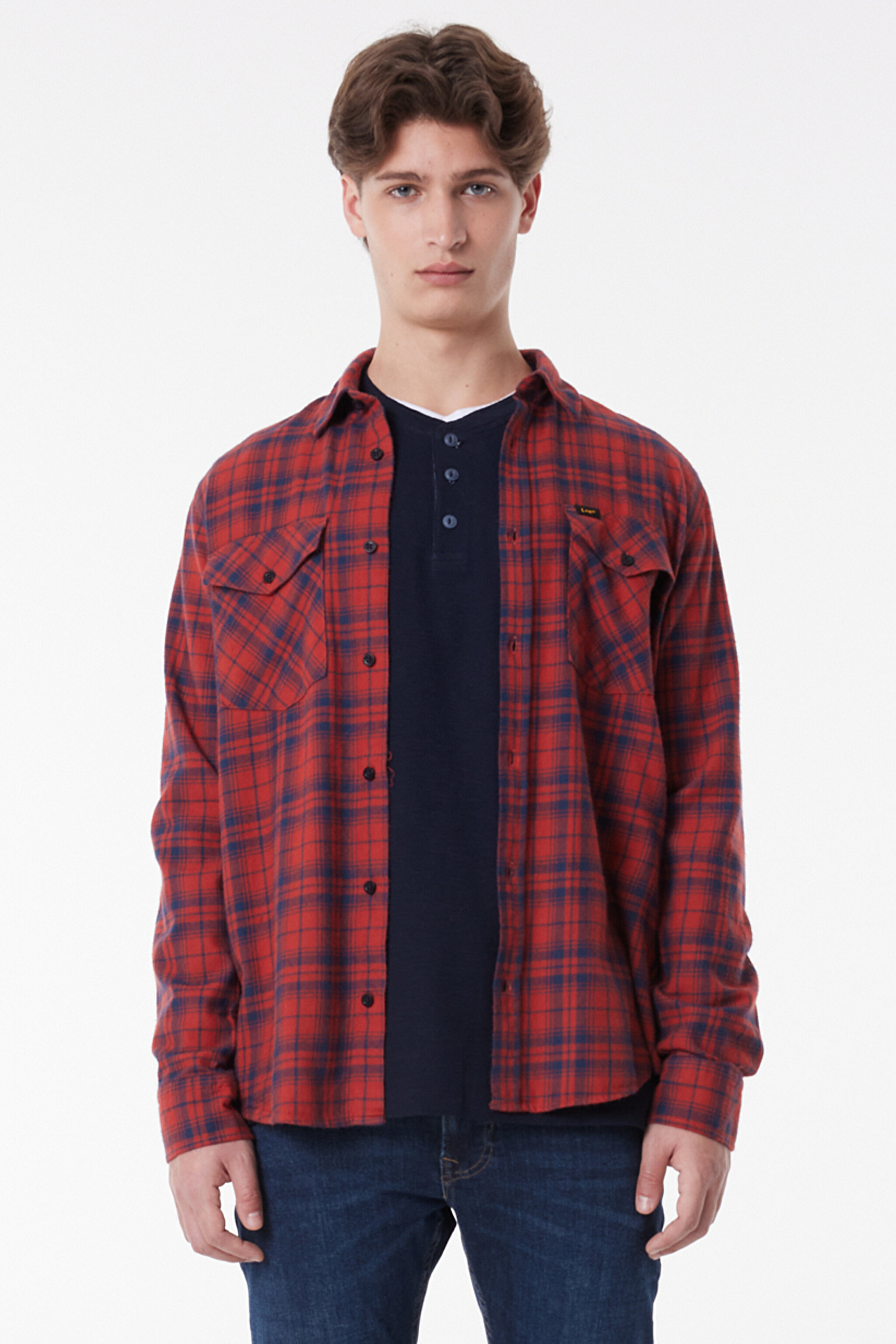 Regular Fit Normal Kesim %100 Pamuk Uzun Kollu Gömlek - Red-L69HCAOE