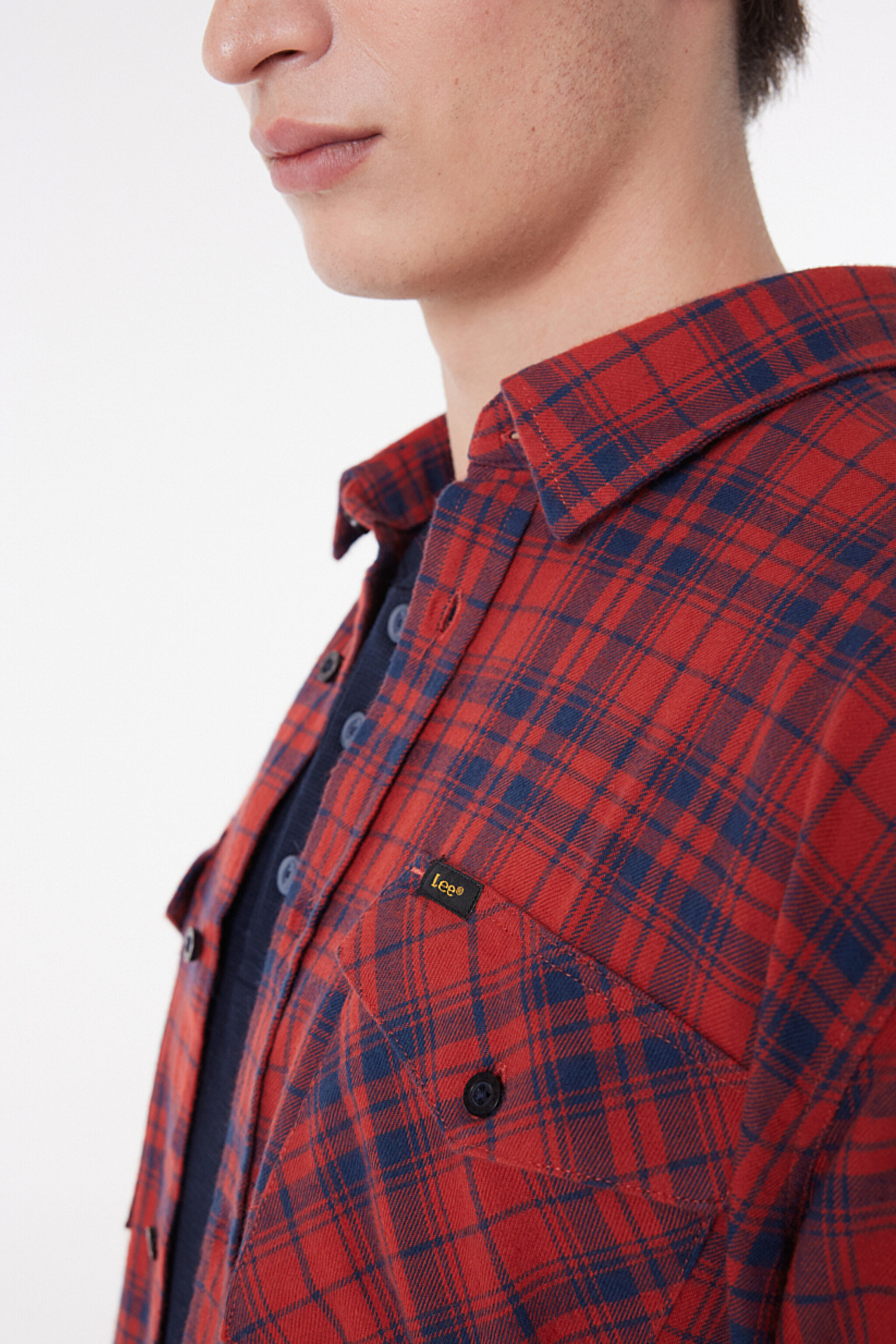 Regular Fit Normal Kesim %100 Pamuk Uzun Kollu Gömlek - Red-L69HCAOE (görsel 4)
