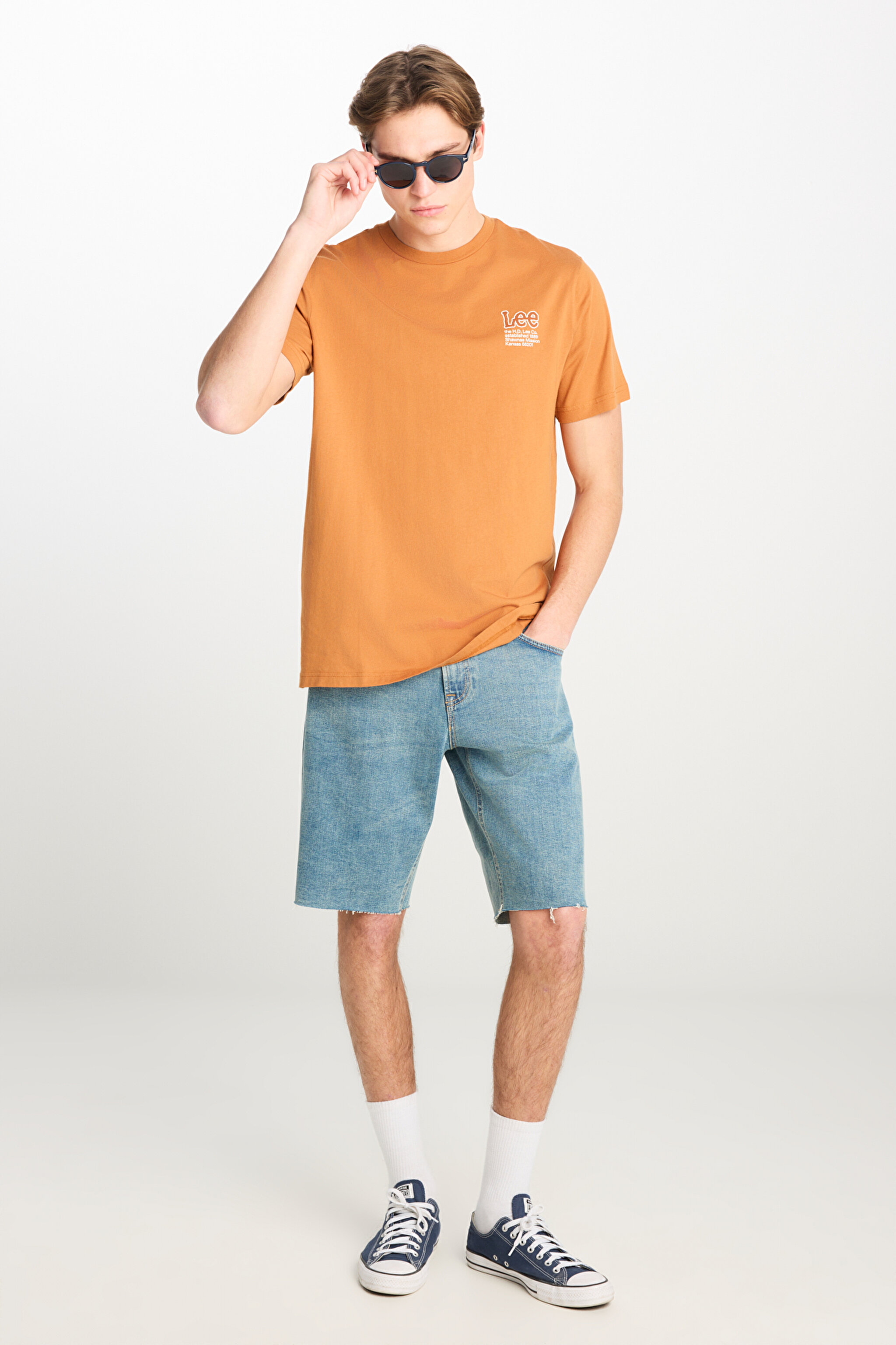 Regular Fit Normal Kesim %100 Pamuk Bisiklet Yaka Karamel Tişört - Caramel-L69JFQ99 (görsel 3)