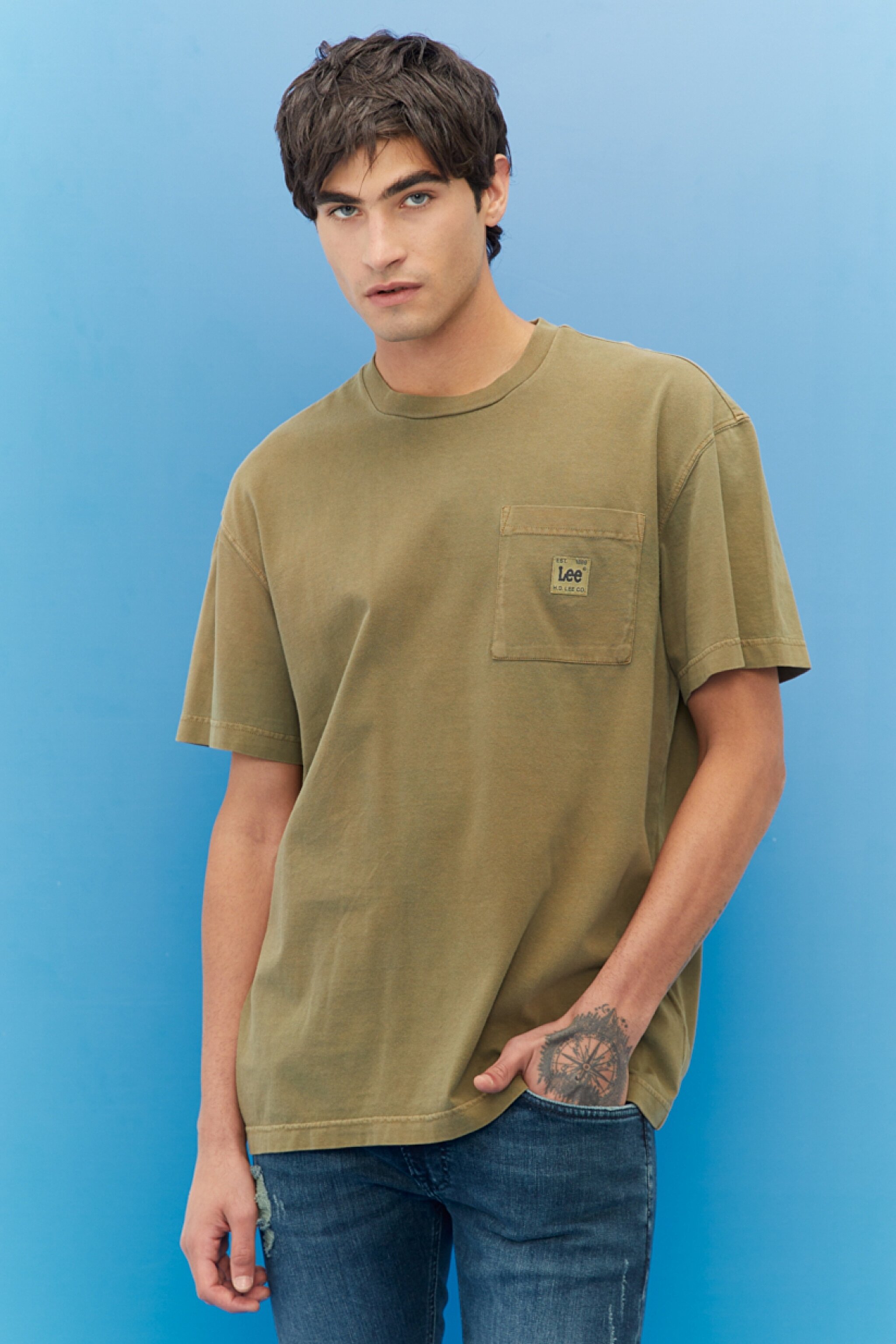 Loose Fit Rahat Kesim %100 Pamuk Bisiklet Yaka Tişört - Ammonite-L69QCO85 (görsel 2)