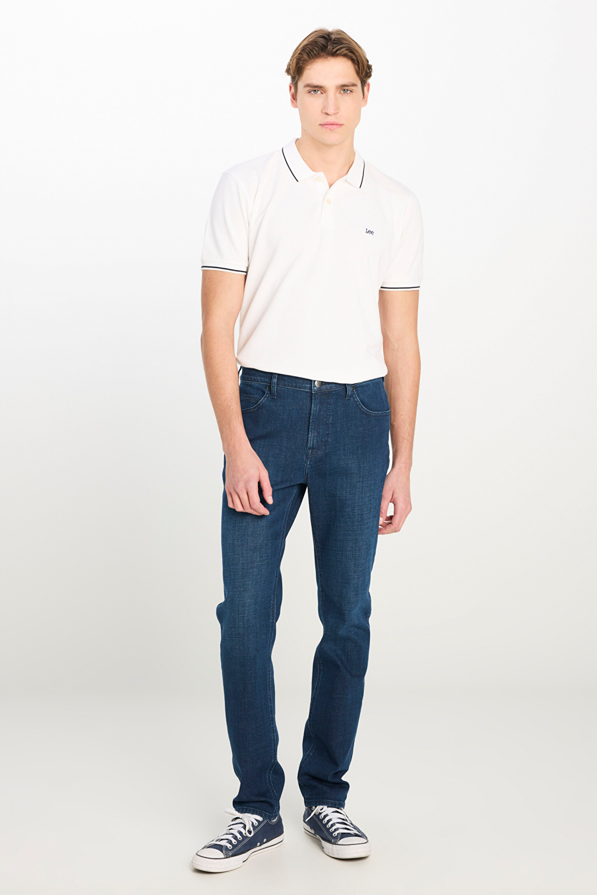 Rider Slim Fit Dar Kesim Normal Bel Koyu Mavi Pamuklu Esnek Denim Pantolon