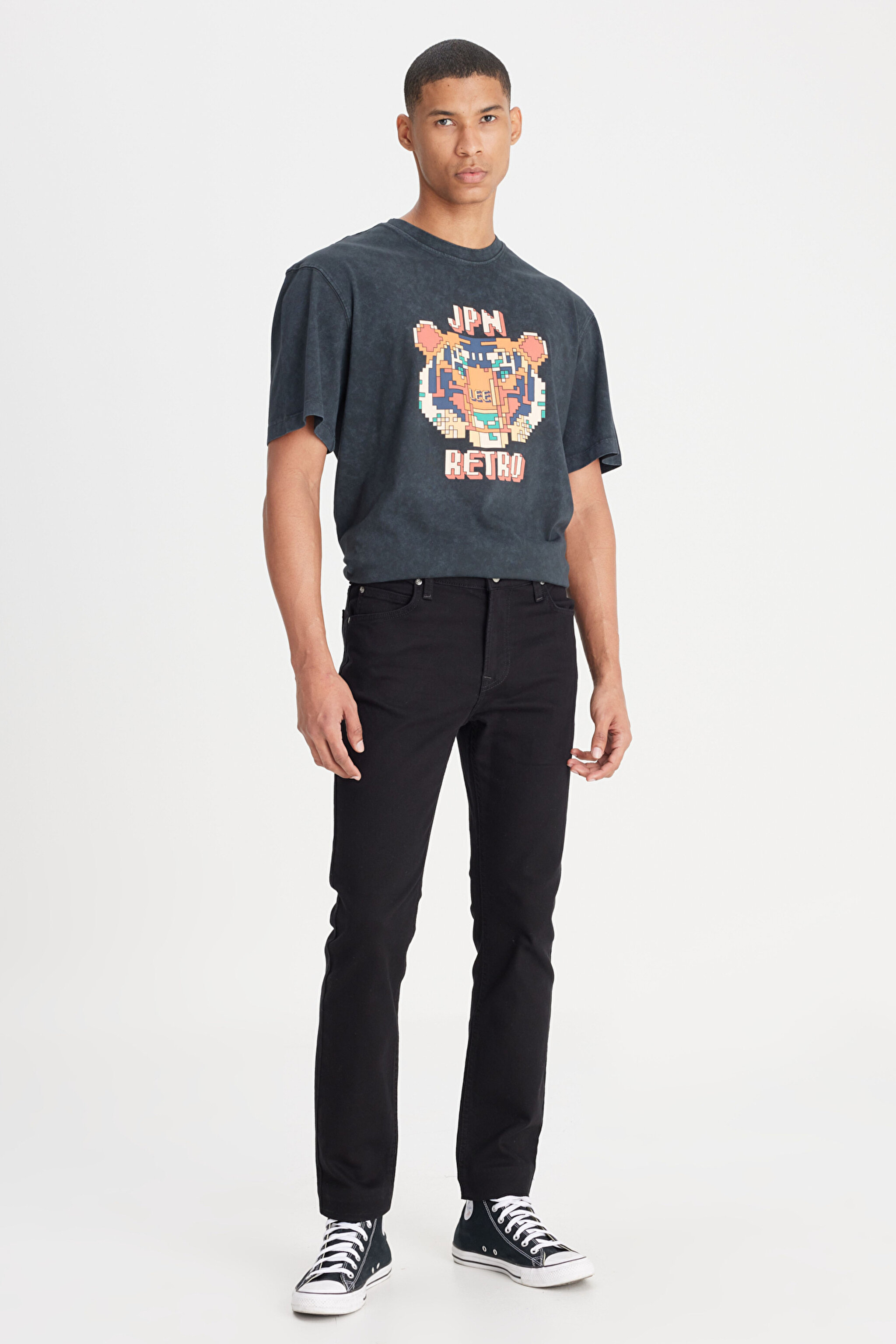 Rider Slim Fit Dar Kesim Normal Bel Esnek Jean Kot Pantolon - Clean Black-L701016AE (görsel 2)