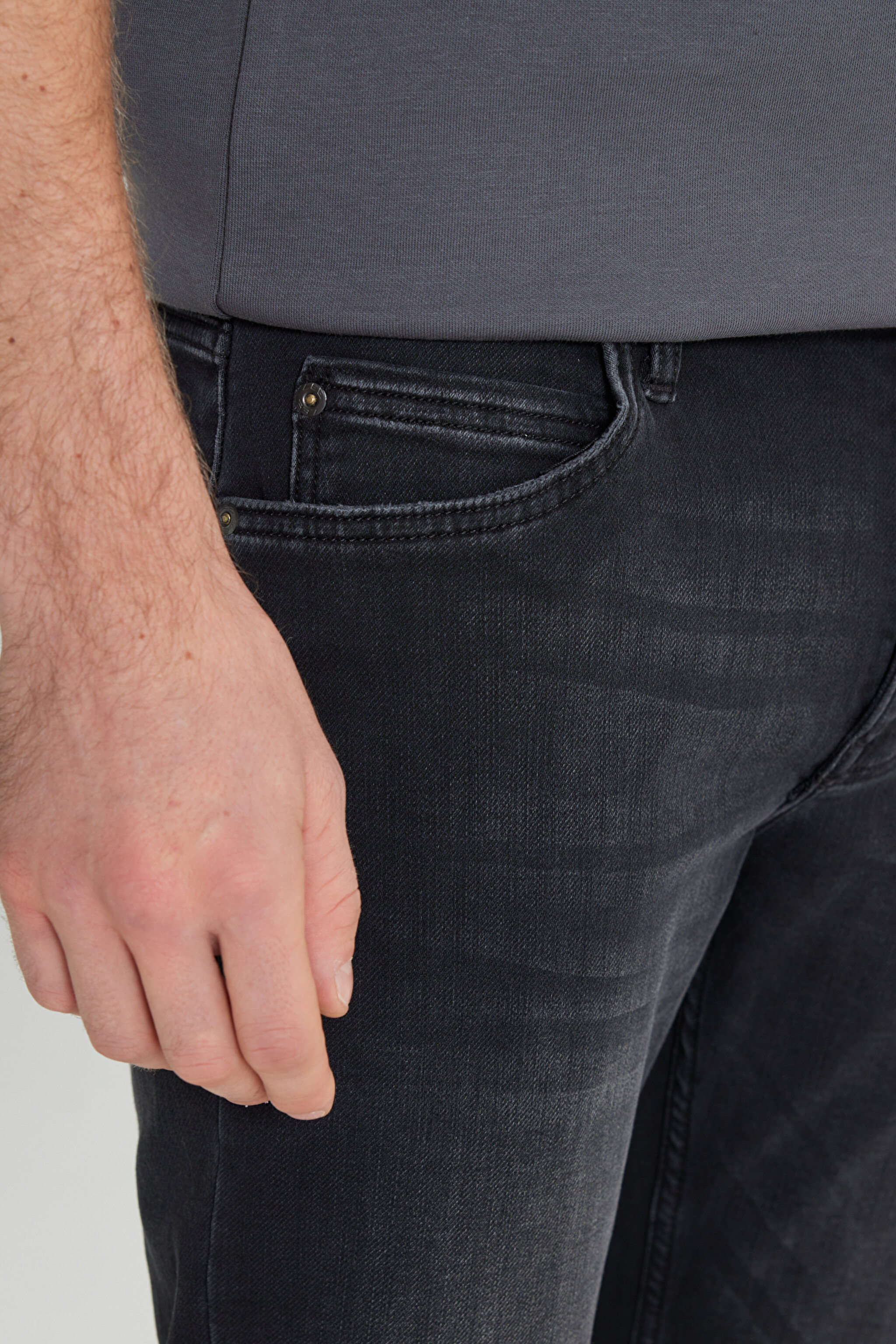 Rider Slim Fit Dar Kesim Normal Bel Siyah Esnek Jean Kot Pantolon - Black-L701025001 (görsel 5)