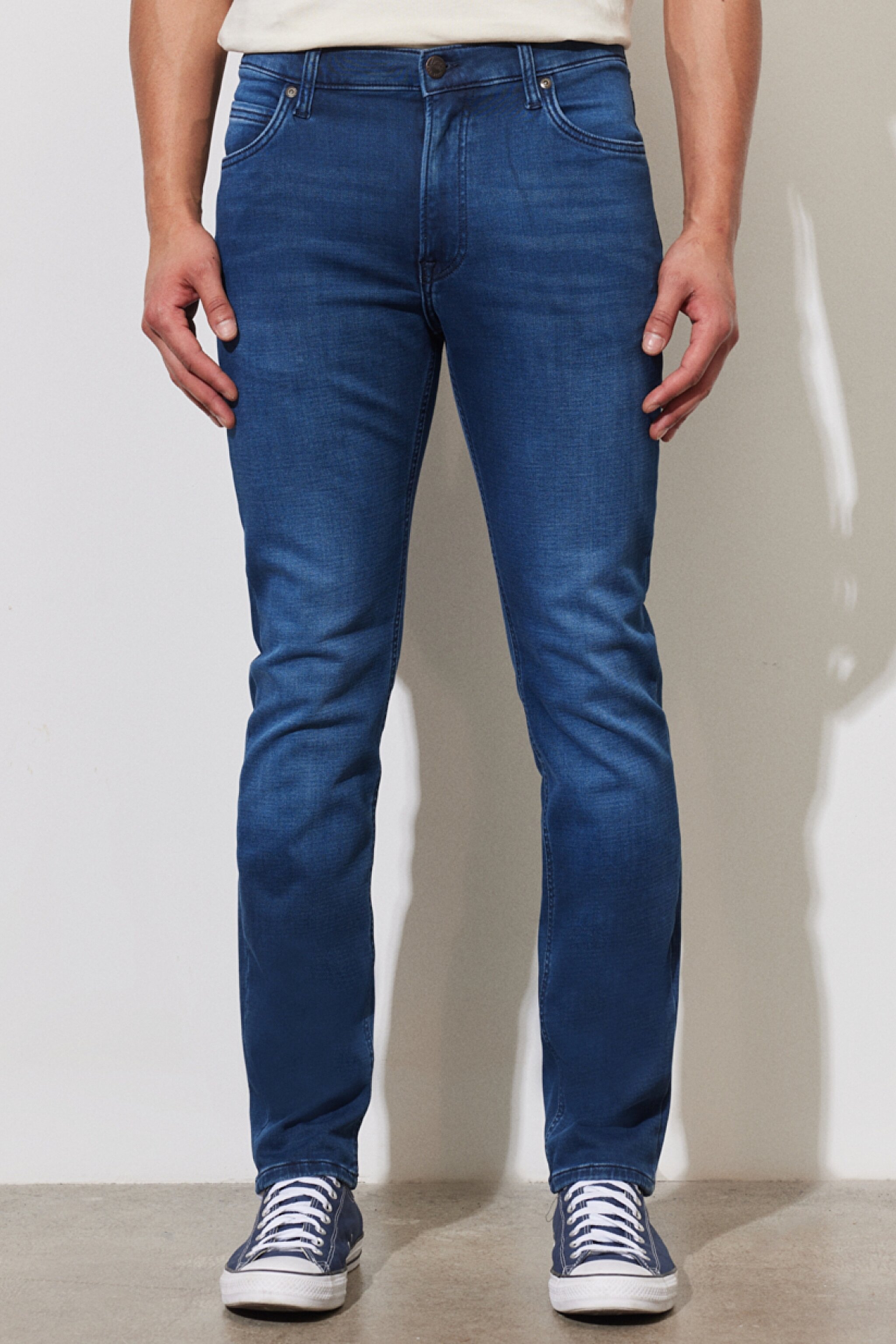 Rider Slim Fit Dar Kesim Normal Bel Mavi Esnek Jean Kot Pantolon - Mid Blue-L701053XT