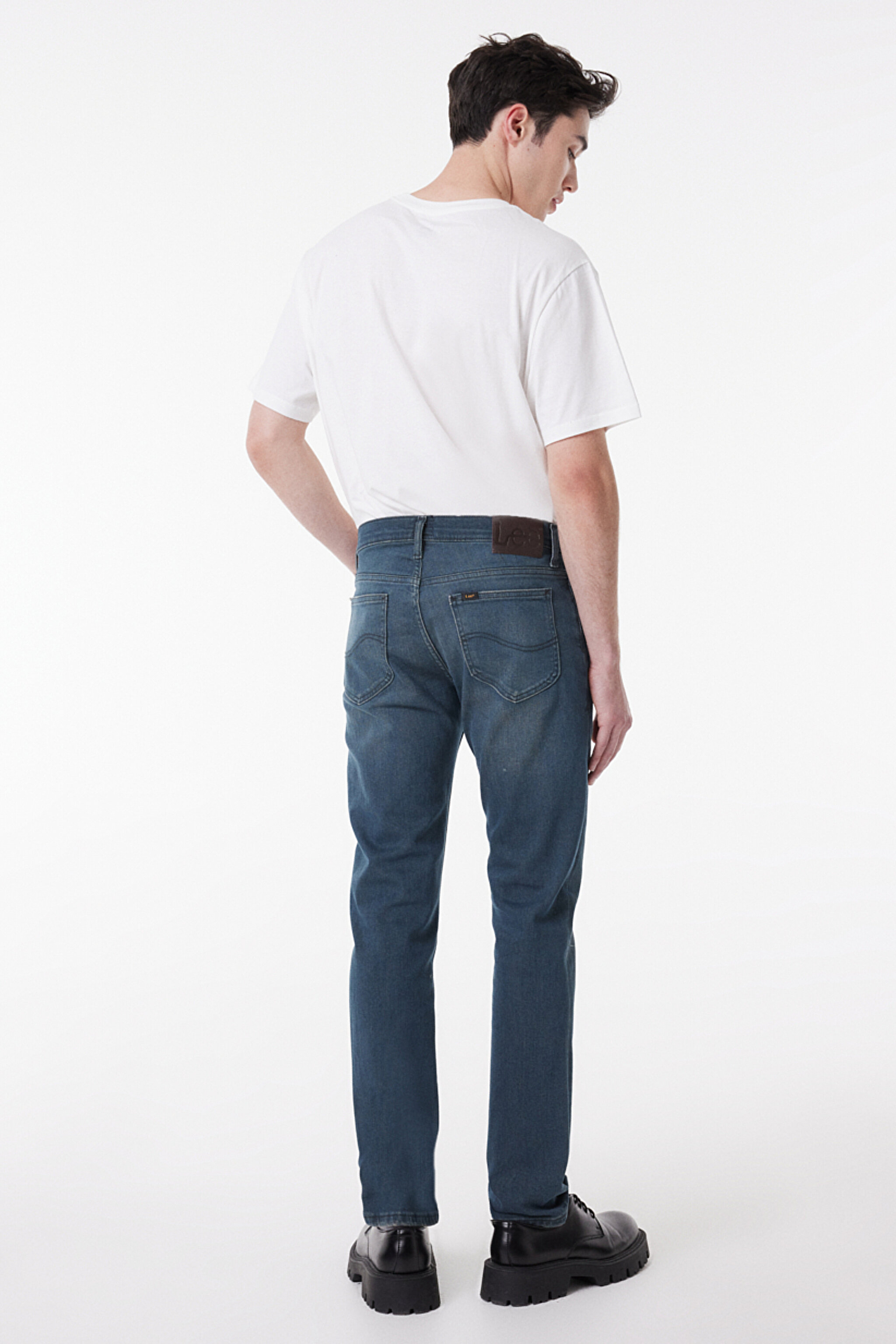 Rider Slim Fit Dar Kesim Normal Bel Yıkamalı Mavi Esnek Jean Kot Pantolon - Mid Blue-L701054XT (görsel 8)