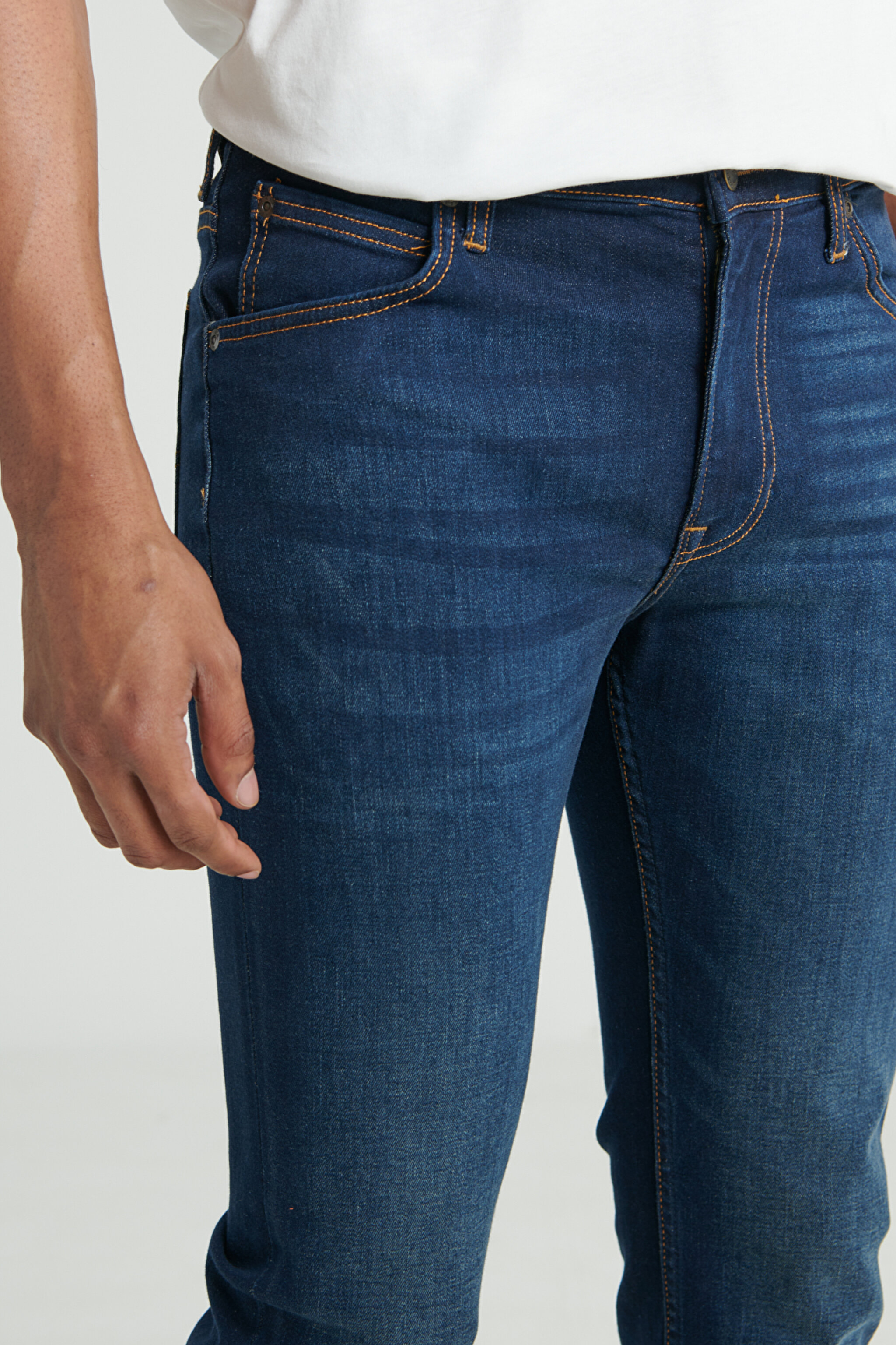 Rider Slim Fit Dar Kesim Normal Bel Koyu Mavi Esnek Jean Kot Pantolon - Dark Blue-L701062BY (görsel 4)