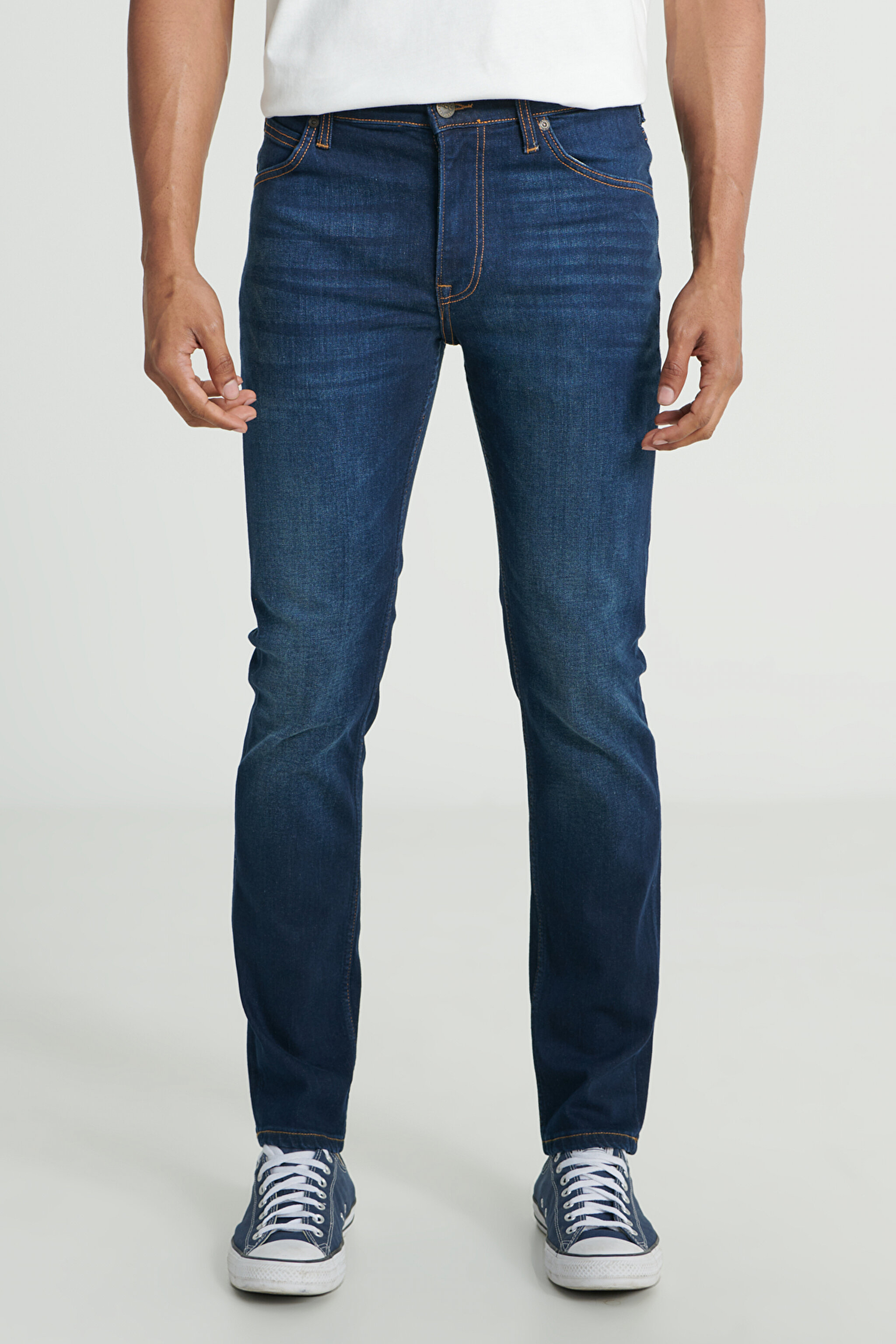 Rider Slim Fit Dar Kesim Normal Bel Koyu Mavi Esnek Jean Kot Pantolon - Dark Blue-L701062BY (görsel 5)