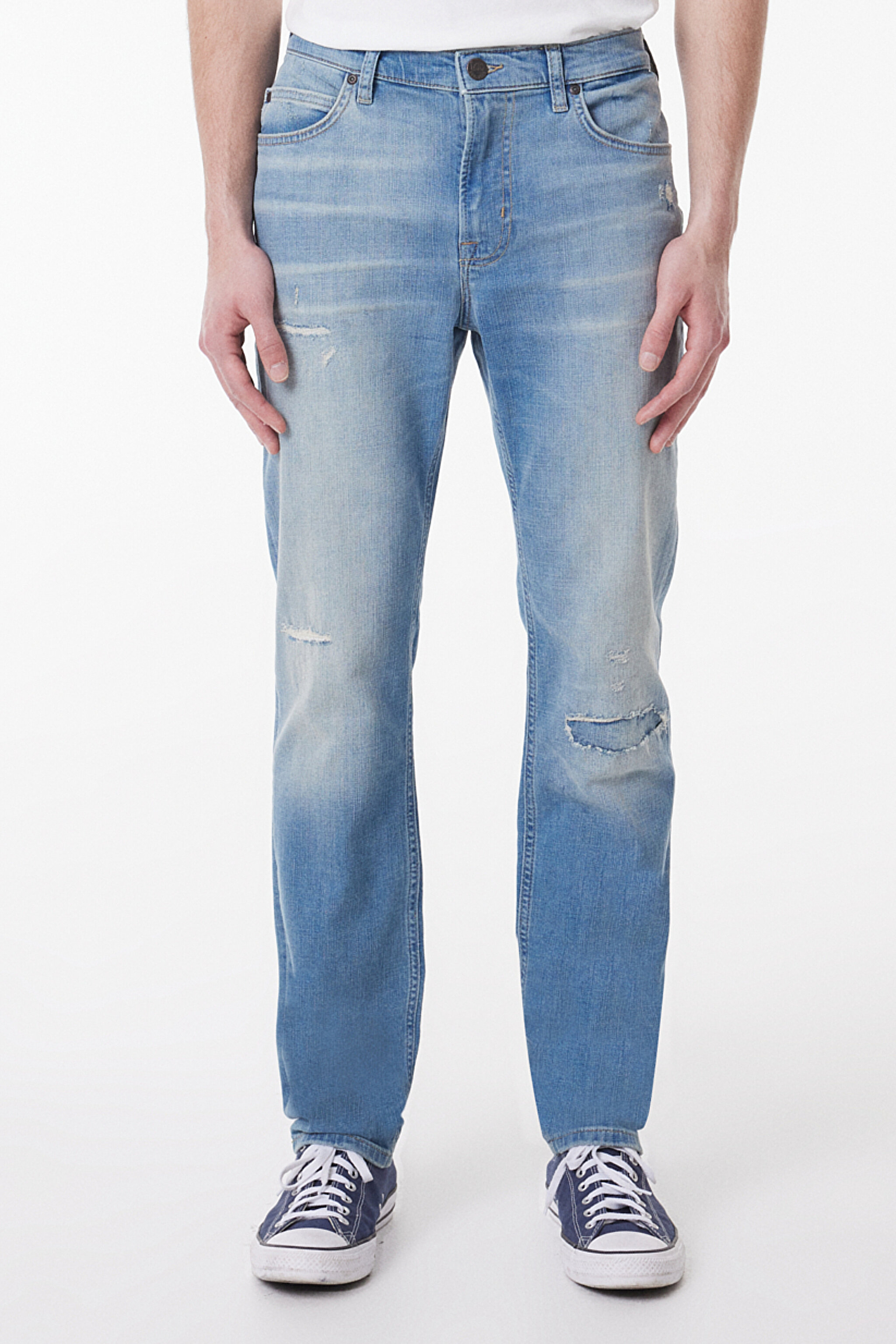 Slim Fit Dar Kesim Normal Bel Açık Mavi Esnek Rider Jean Denim Kot Pantolon