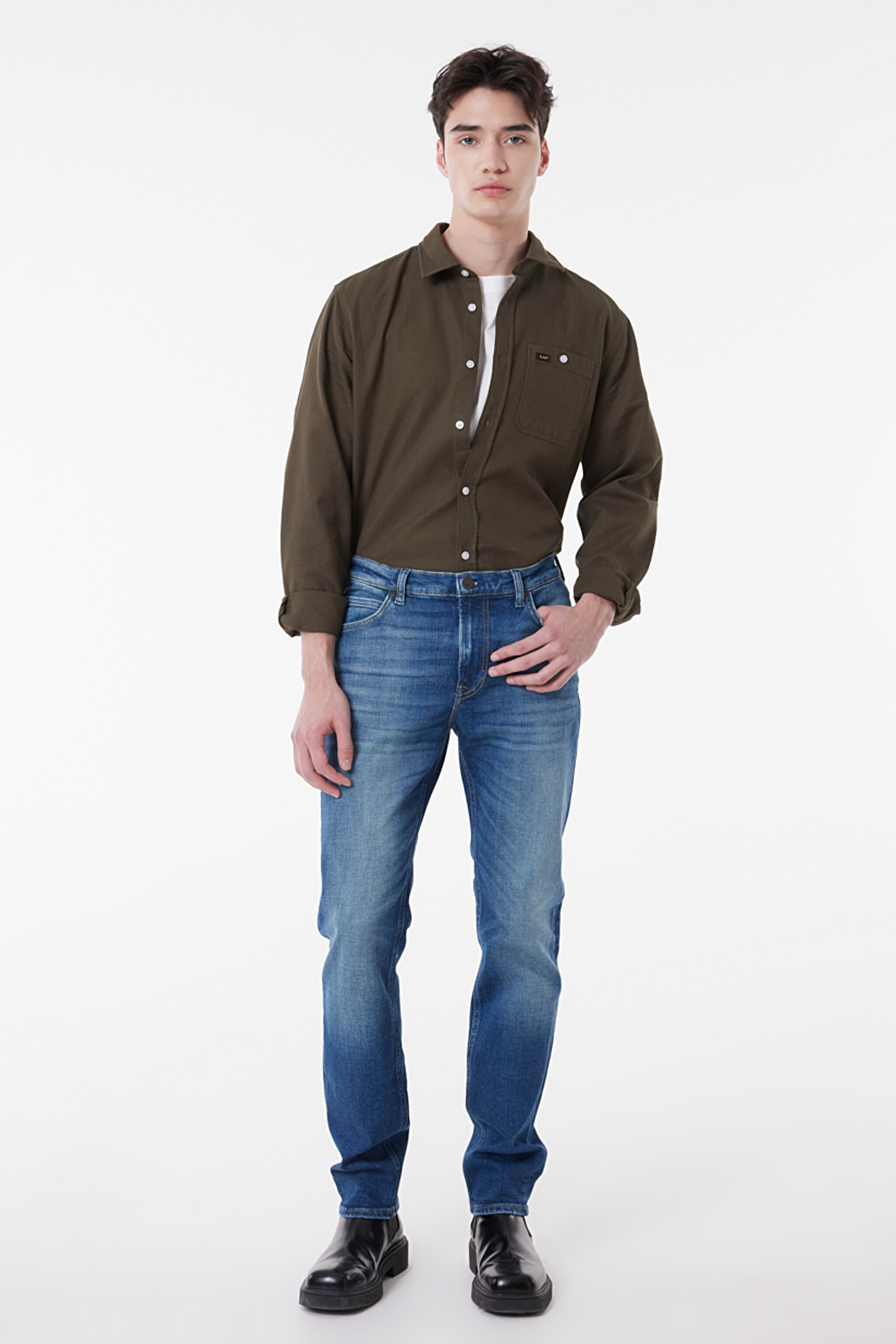 Slim Fit Dar Kesim Normal Bel Mavi Esnek Rider Jean Denim Kot Pantolon