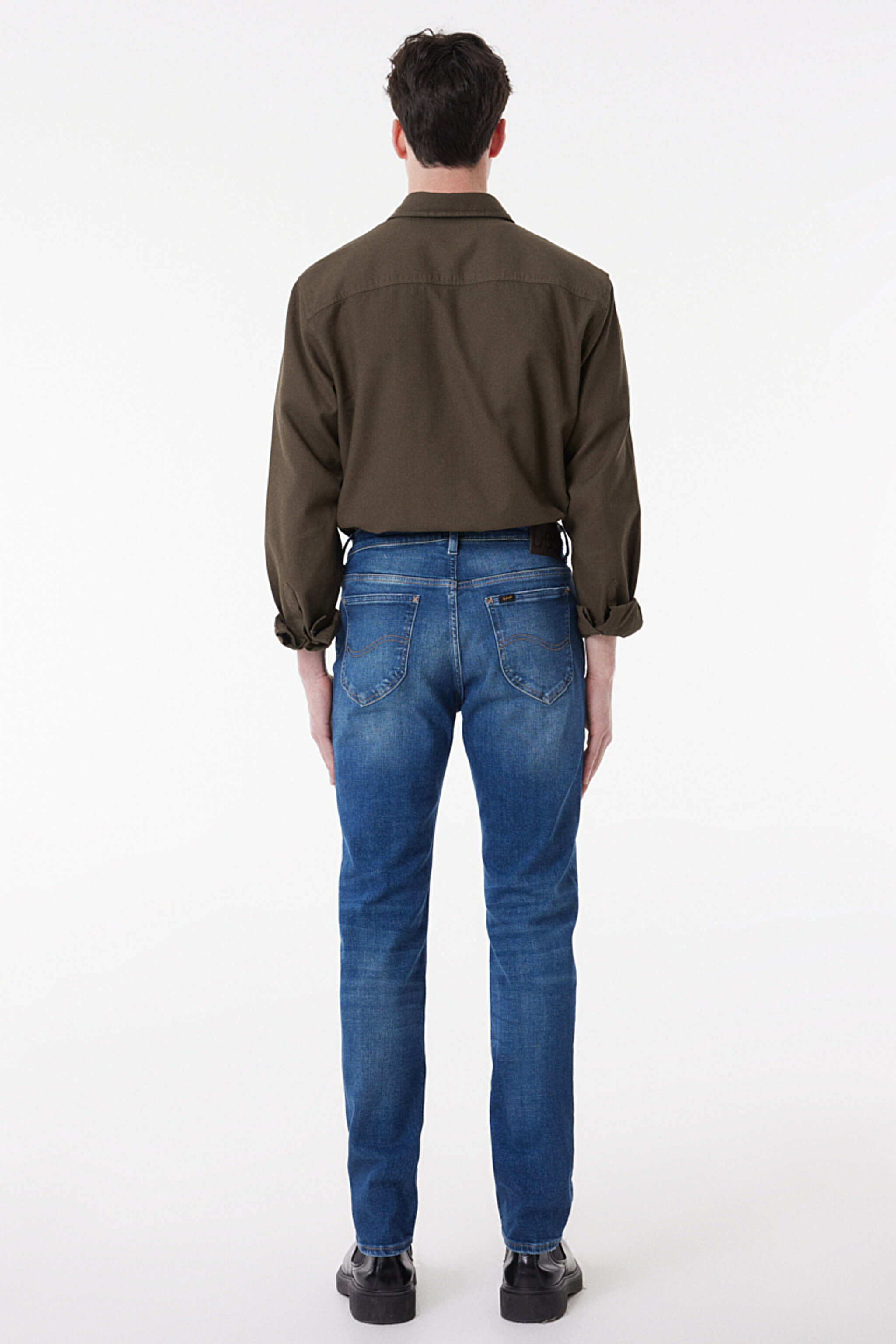 Slim Fit Dar Kesim Normal Bel Mavi Esnek Rider Jean Denim Kot Pantolon - Mid Blue-L701065XT (görsel 5)