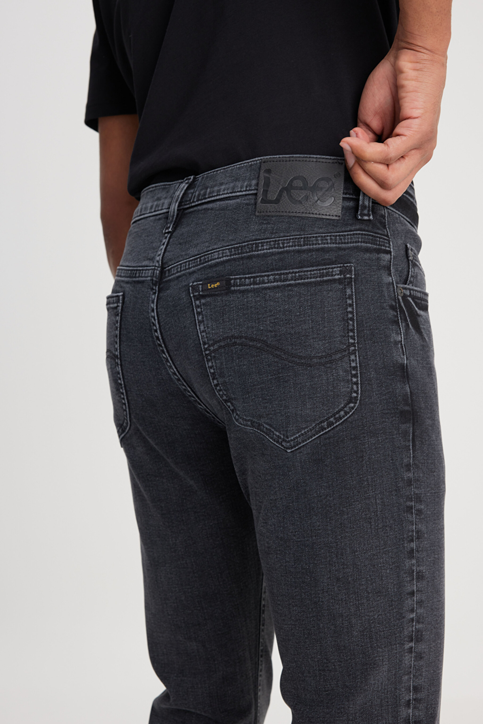 Slim Fit Dar Kesim Normal Bel Dar Paça Rider Siyah Jean Kot Pantolon - Black-L701071001 (görsel 4)
