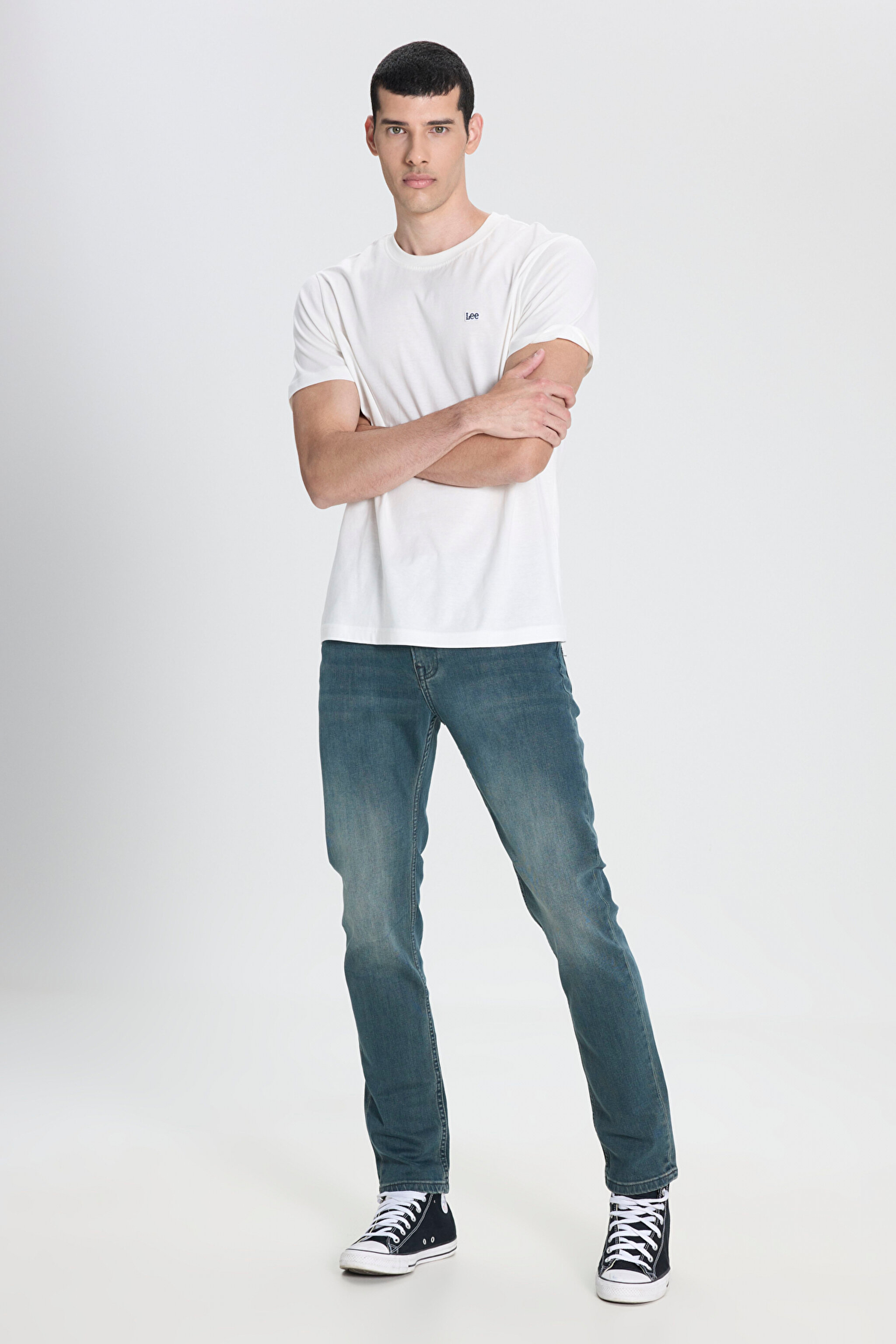 Slim Fit Dar Kesim Normal Bel Dar Paça Rider Gri Jean Kot Pantolon