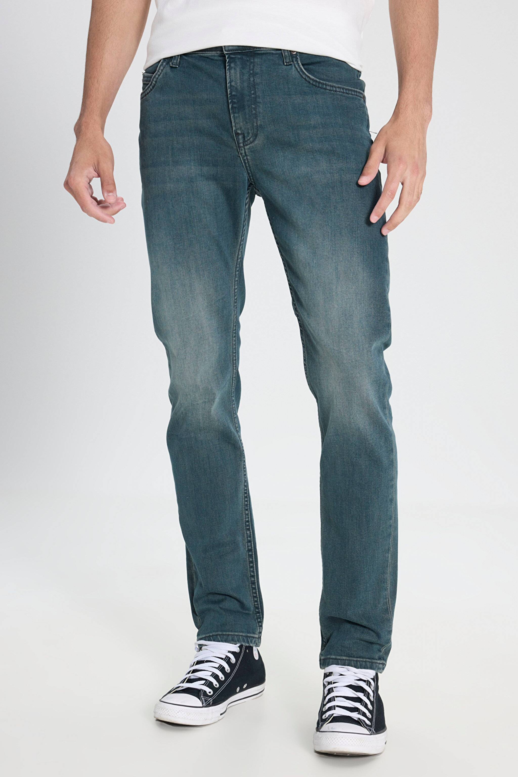 Slim Fit Dar Kesim Normal Bel Dar Paça Rider Antrasit Jean Kot Pantolon - Stone-L70115858 (görsel 3)