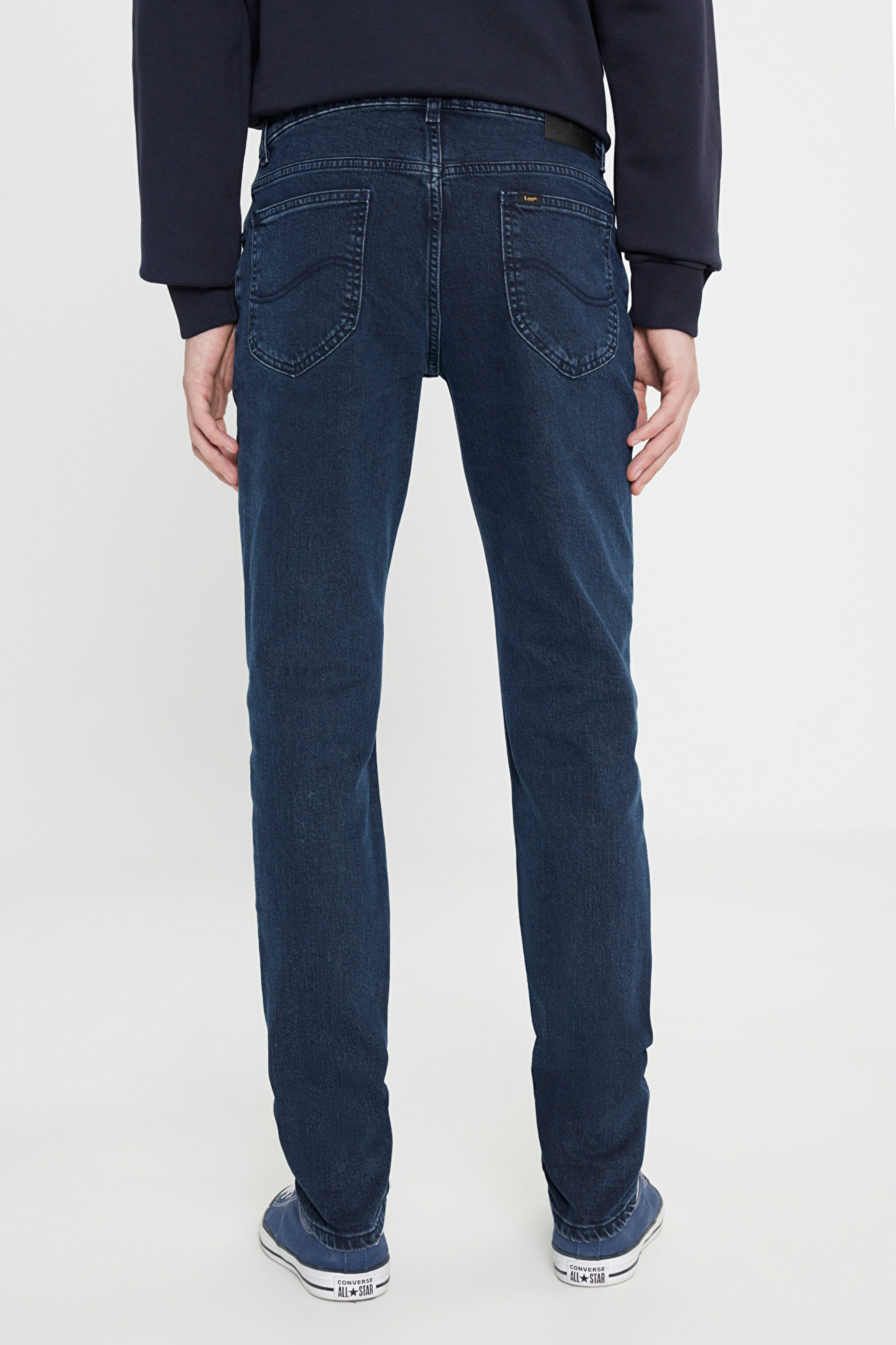 Slim Fit Dar Kesim Normal Bel Dar Paça Rider Koyu Lacivert Pamuklu Esnek Jean Denim Pantolon - Dark Room-L701162575 (görsel 4)