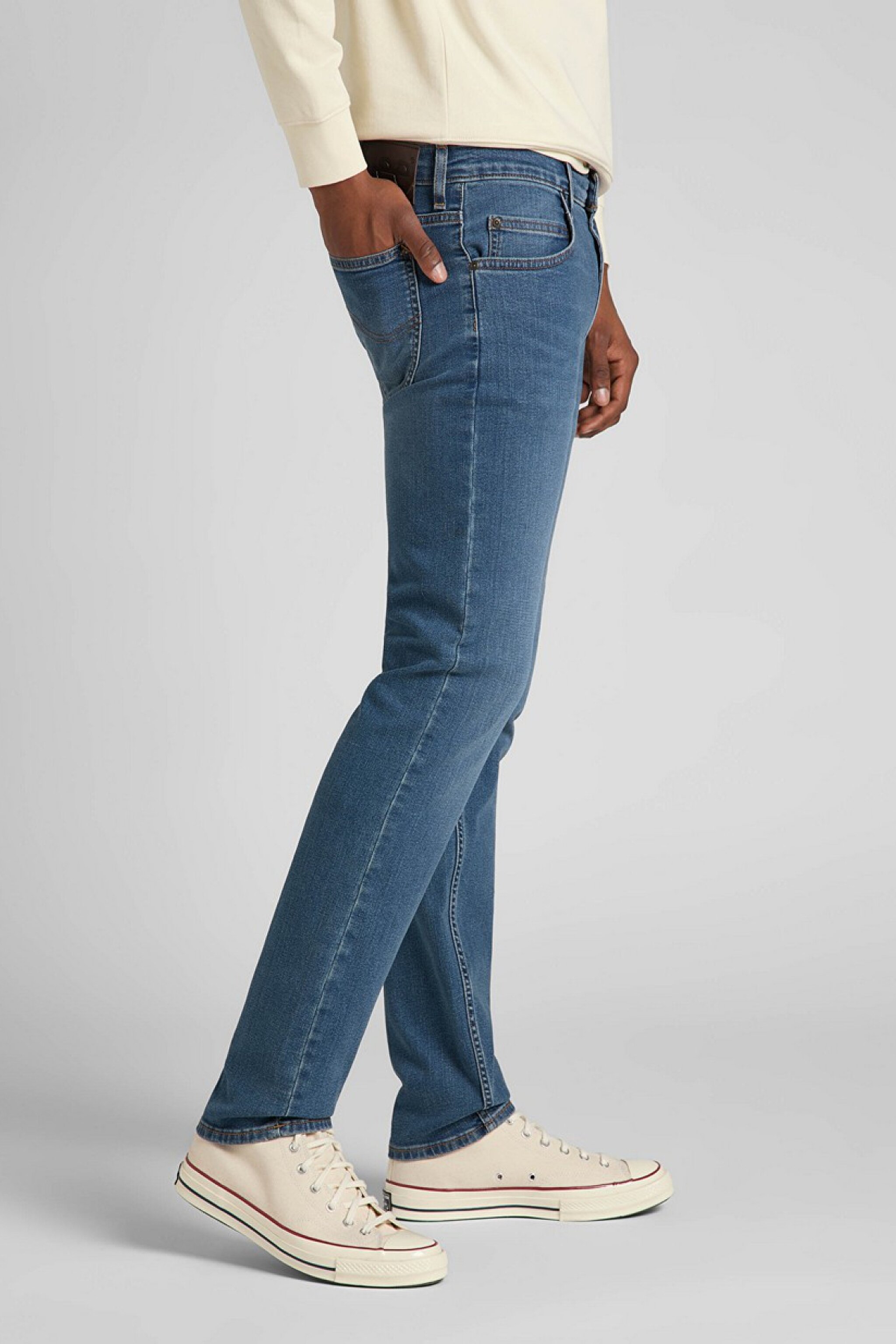 Rider Slim Fit Dar Kesim Normal Bel Esnek Jean Kot Pantolon - Mid Worn Tinted-L701SQBG (görsel 4)
