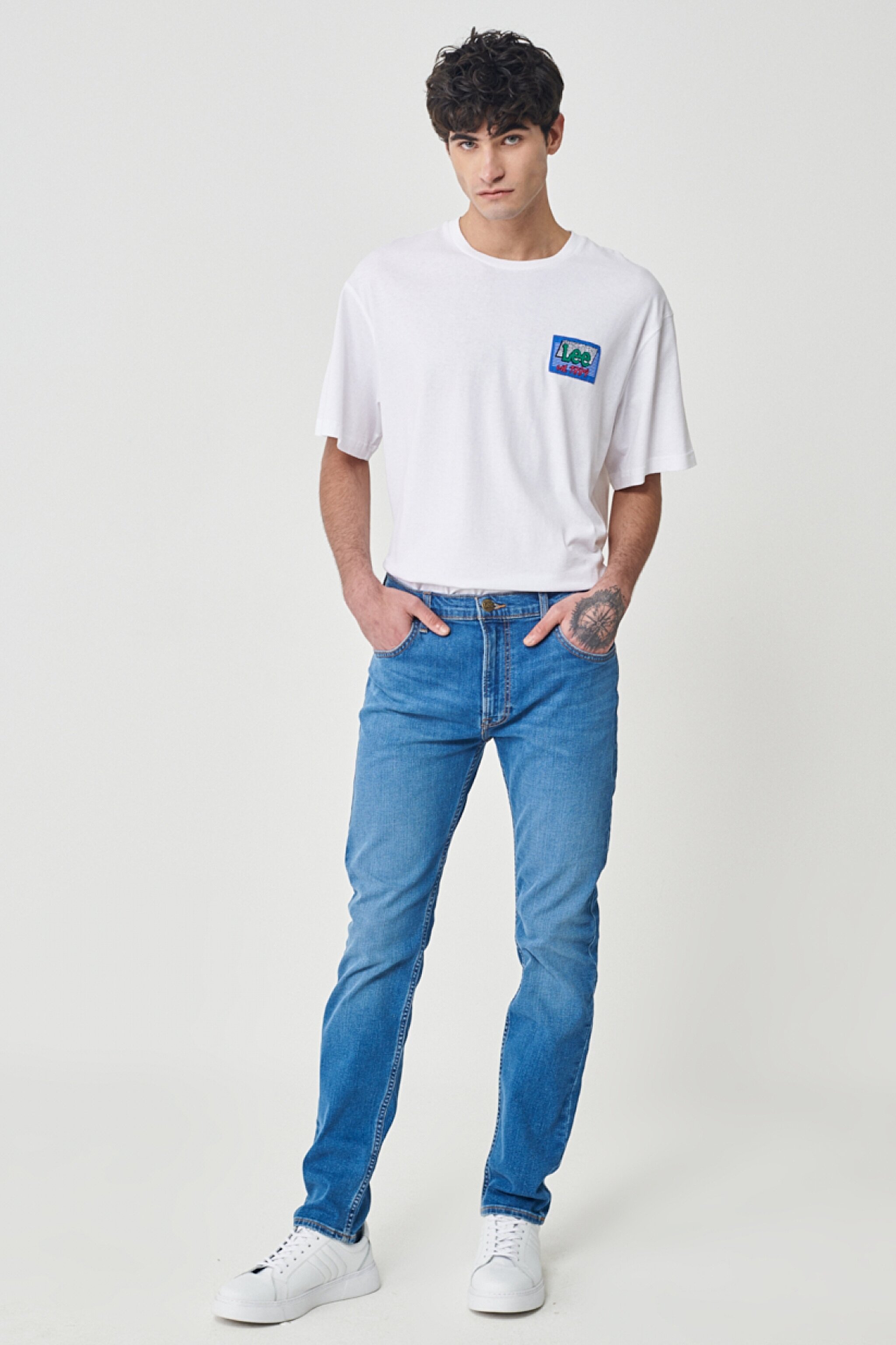 Rider Slim Fit Dar Kesim Normal Bel Mavi Esnek Jean Kot Pantolon - Mid Worn in-L701SQC49 (görsel 2)