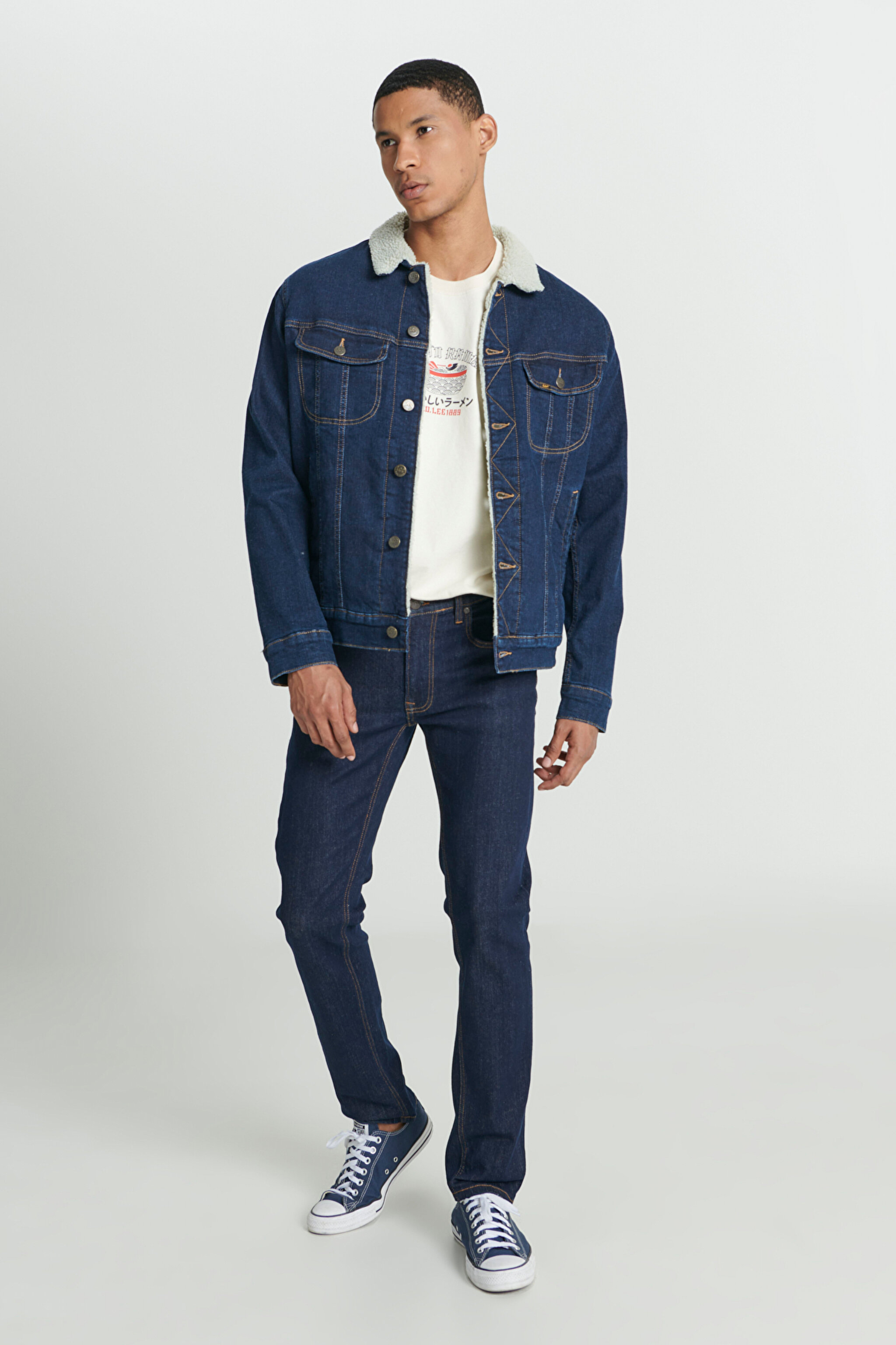 Regular Fit Normal Kesim Normal Bel Düz Paça Daren Lacivert Jean Kot Pantolon - Rinse-L706016401