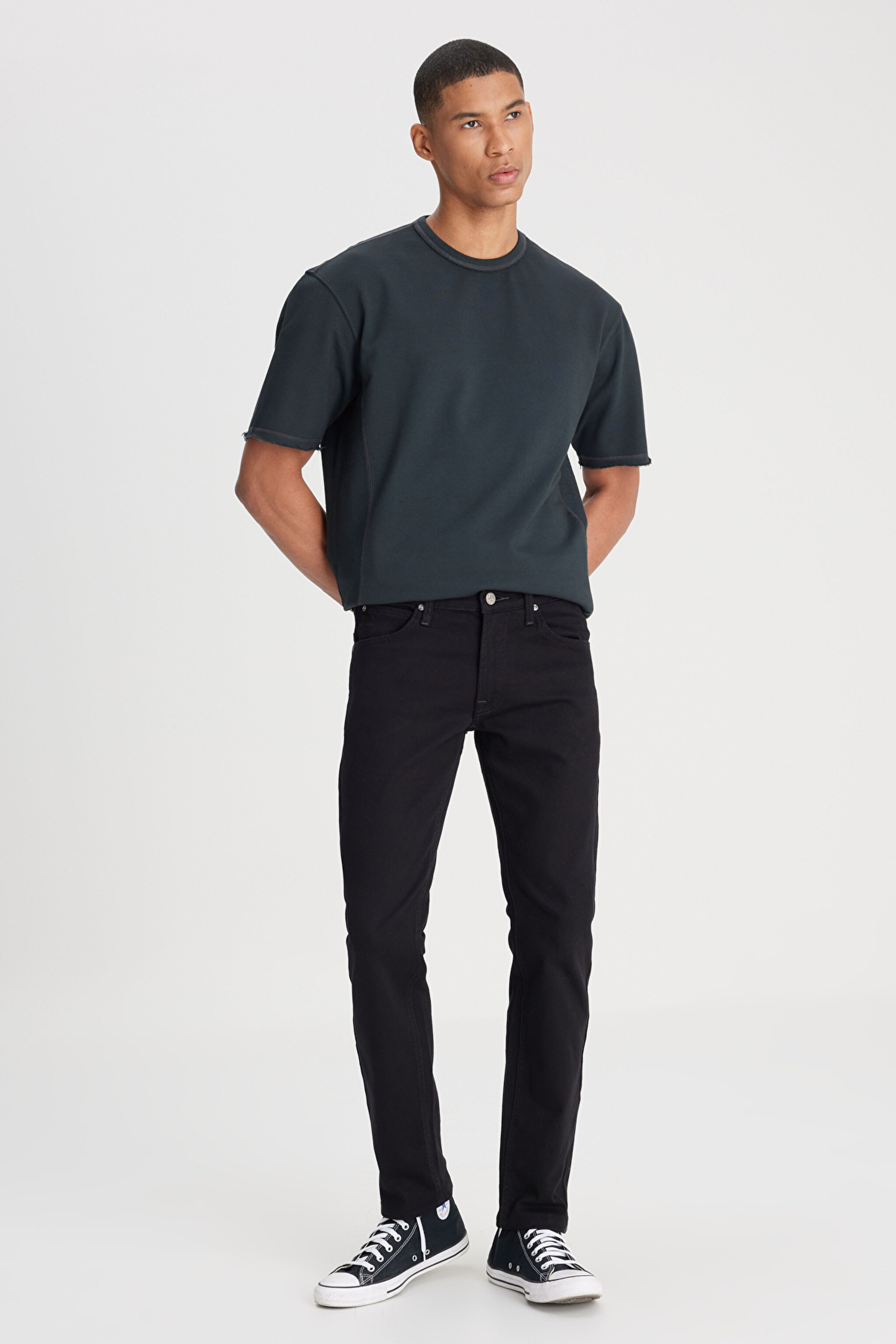 Daren Straight Fit Normal Bel Denim Esnek Jean Kot Pantolon - Black-L706HFAE
